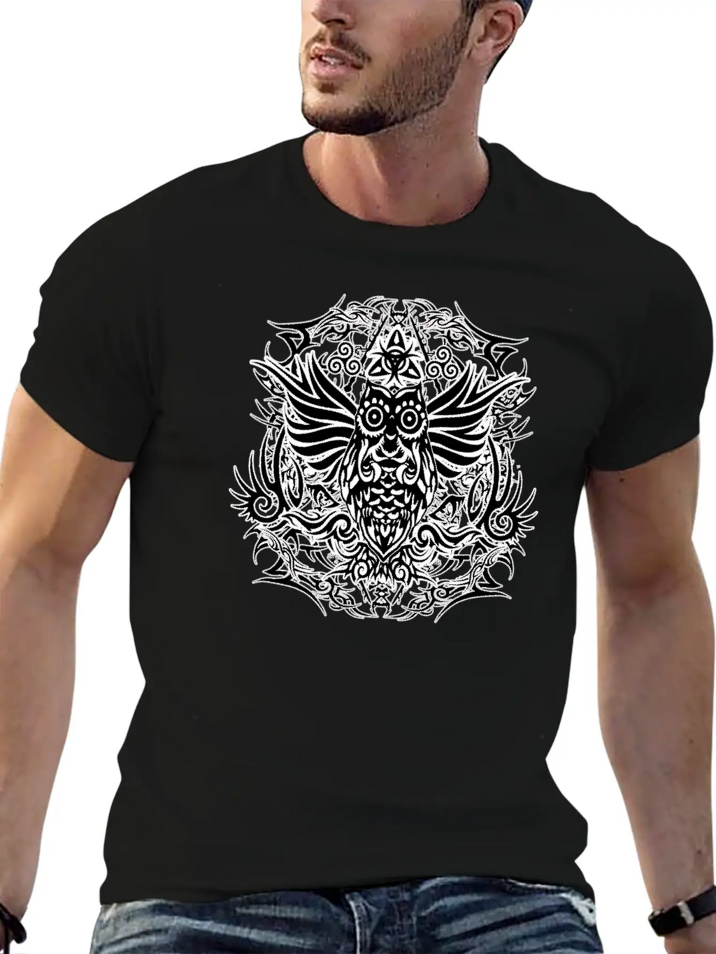 Tribal Owl Essential Cotton Tee For Daily Outfits – Unisex Style