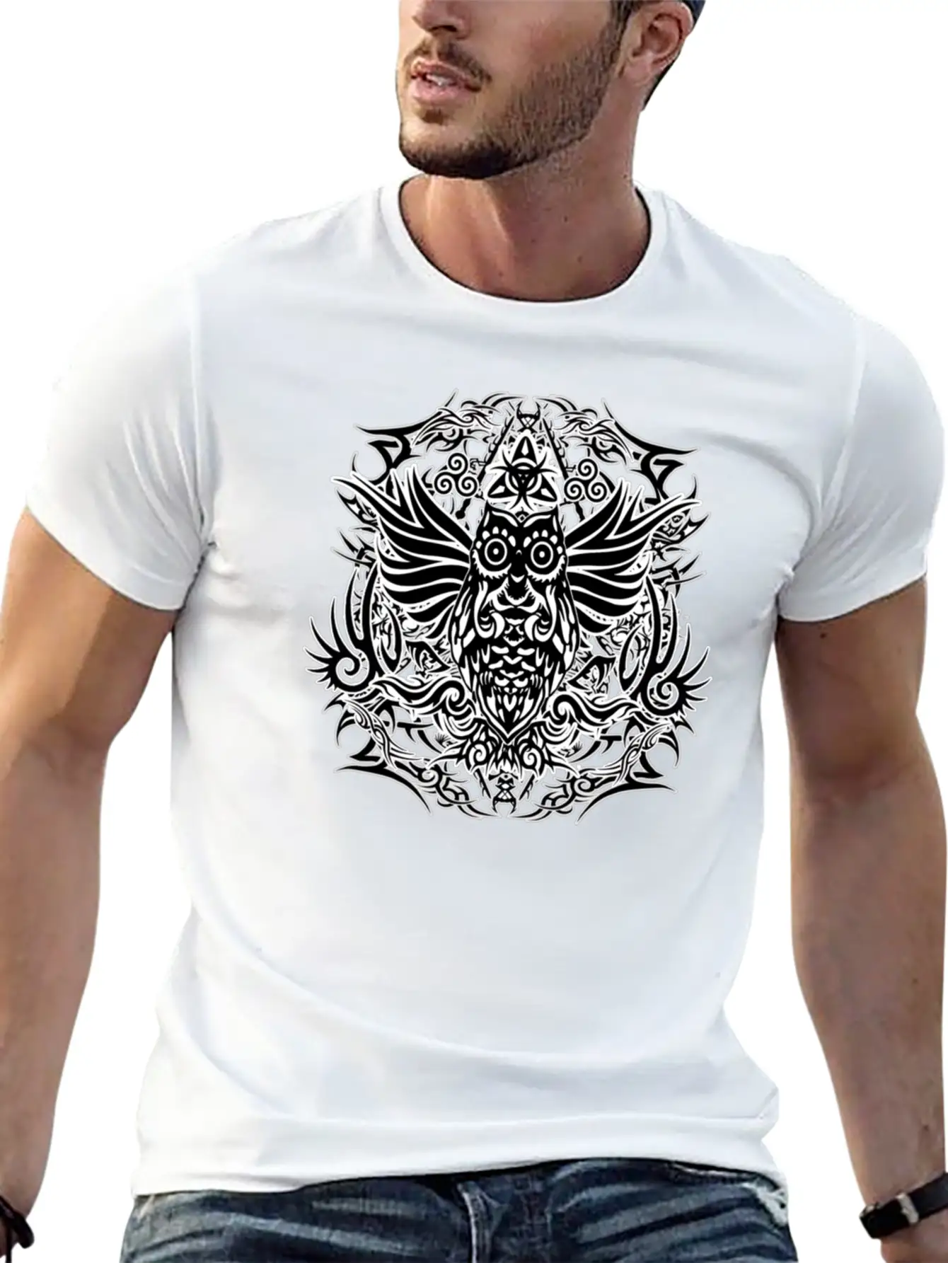 Tribal Owl Essential Cotton Tee For Daily Outfits – Unisex Style