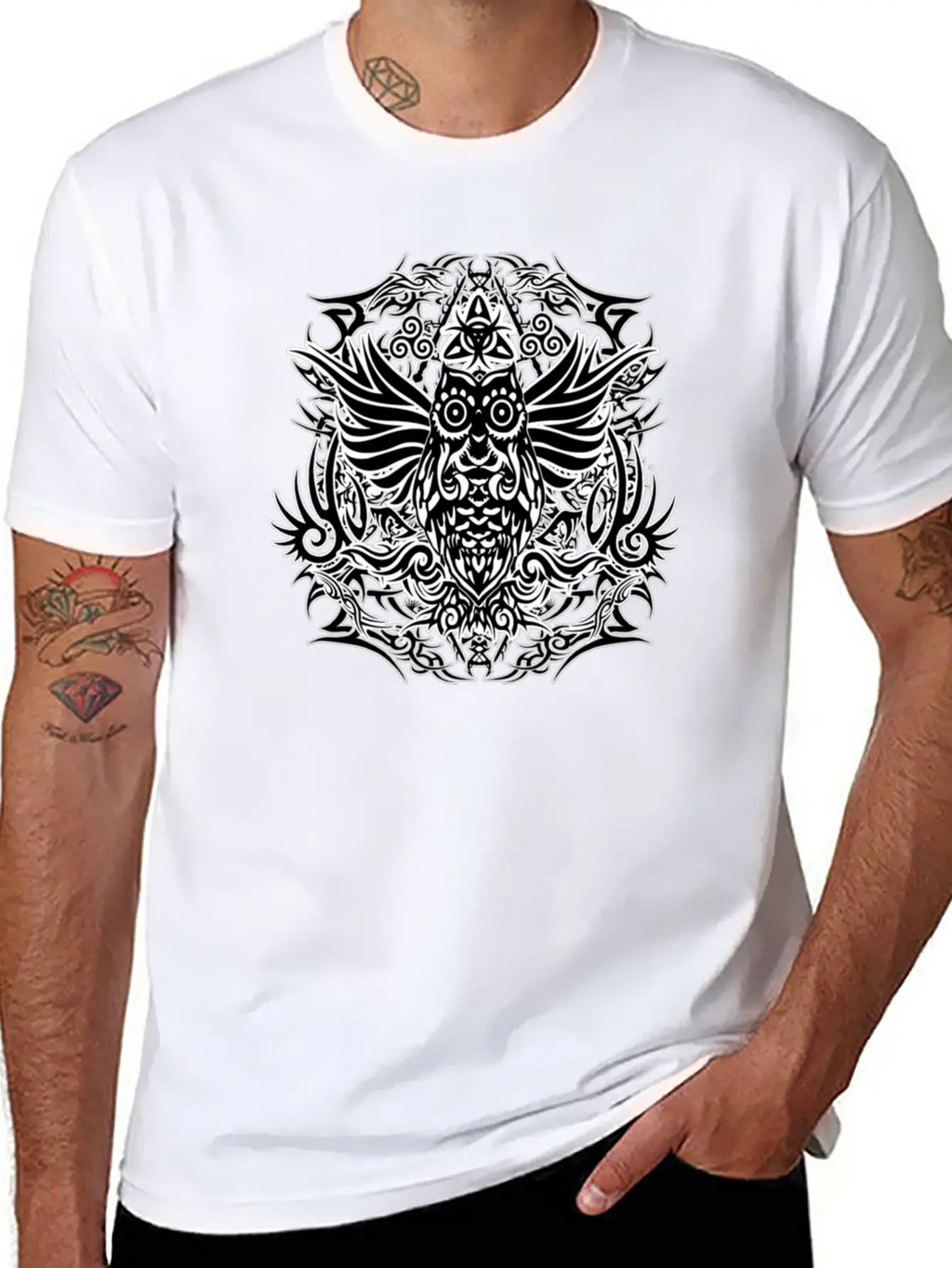 Tribal Owl Essential Cotton Tee For Daily Outfits – Unisex Style