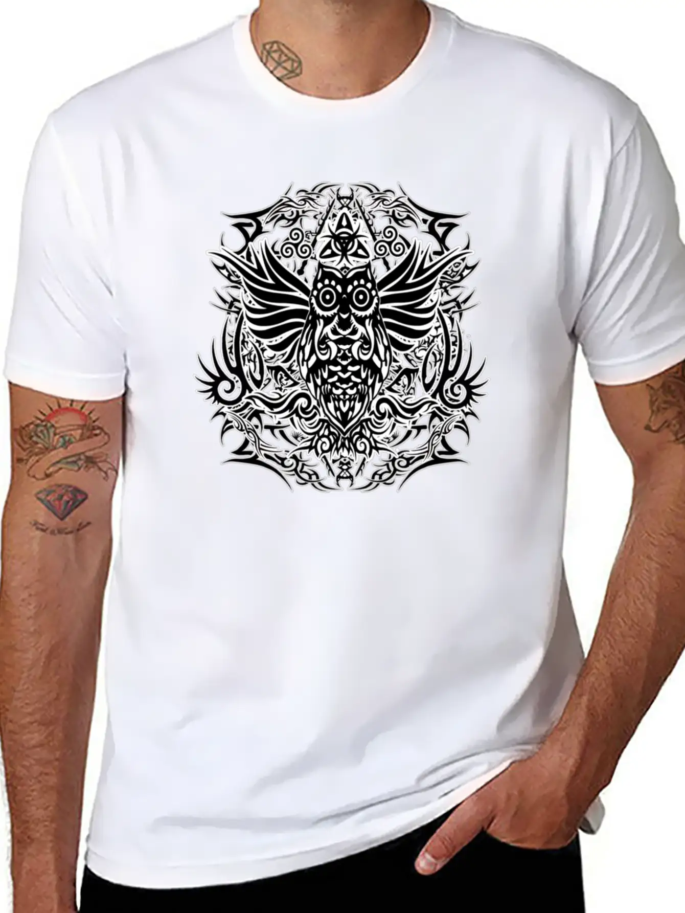 Tribal Owl Essential Cotton Tee For Daily Outfits – Unisex Style