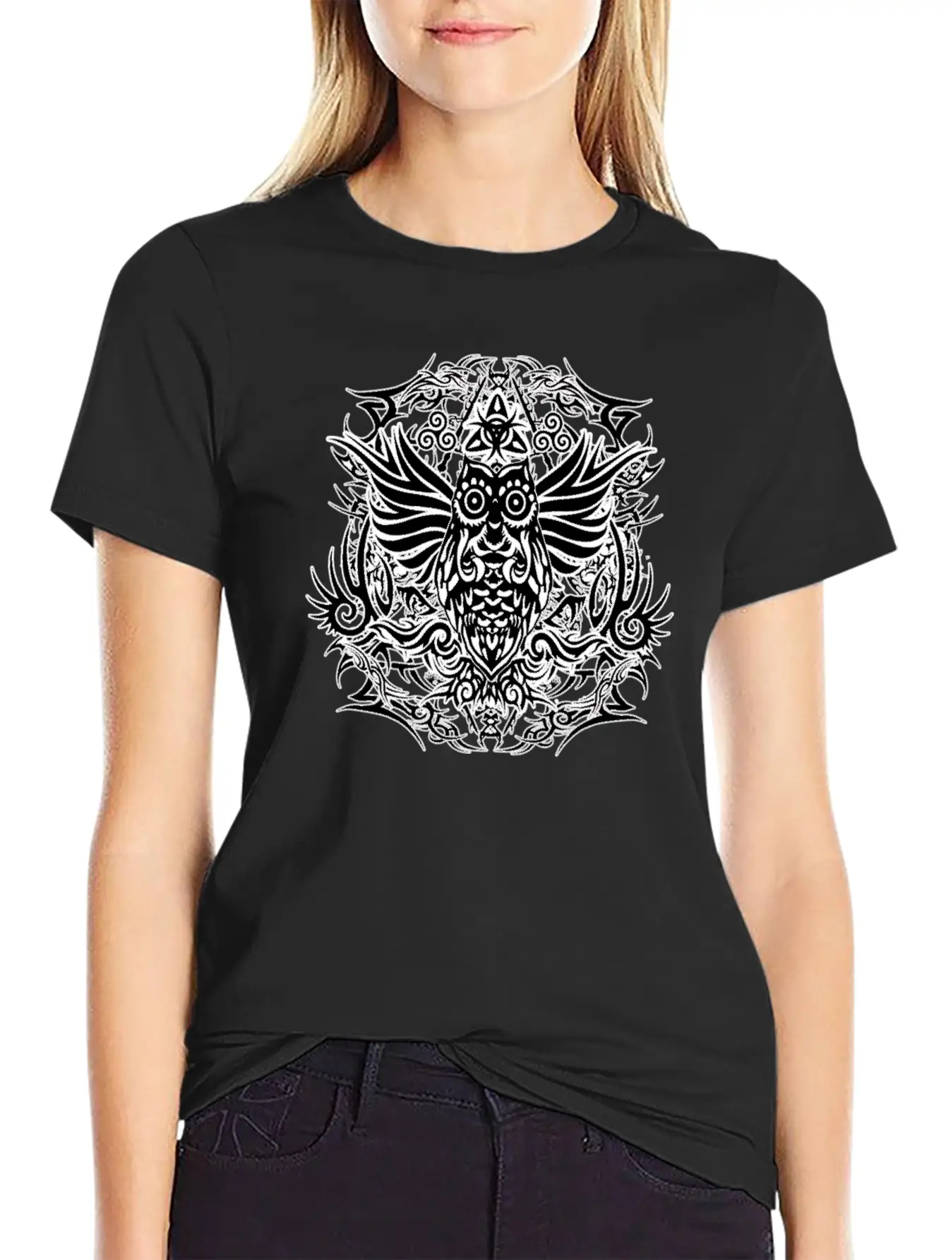 Tribal Owl Essential Cotton Tee For Daily Outfits – Unisex Style