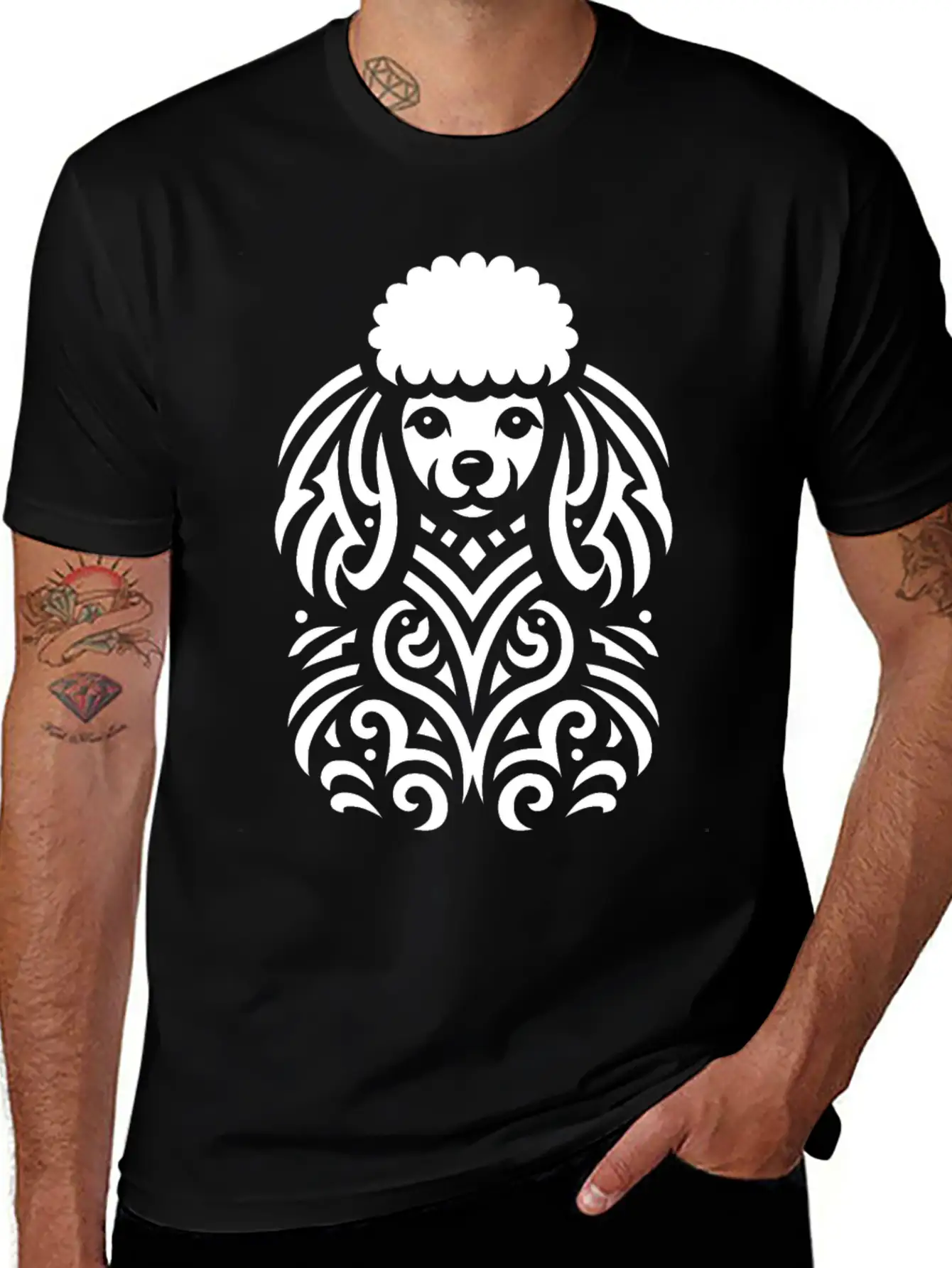 Tribal Poodle Classic Cotton Tee – Unisex Comfort For Any Season