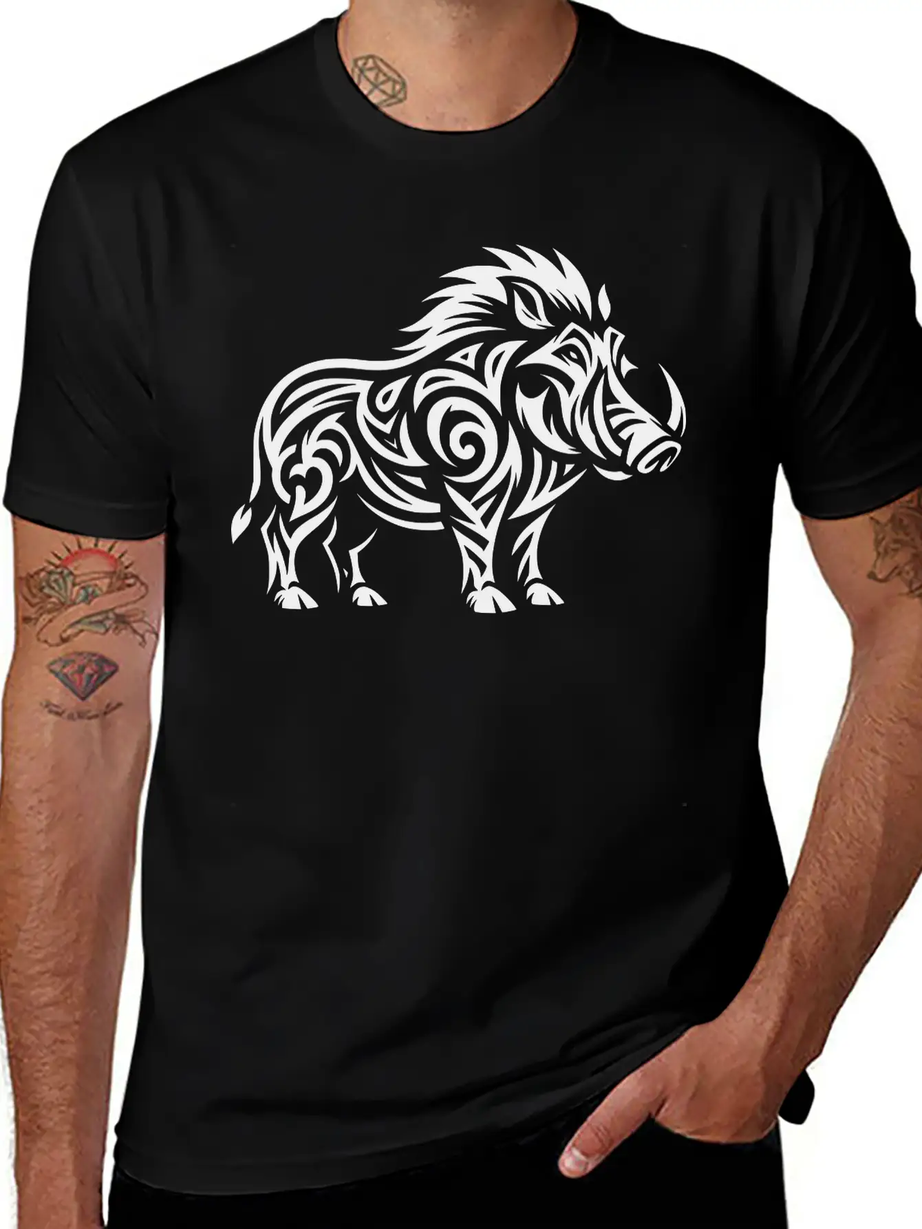Tribal Warthog Classic Cotton Tee – Unisex Comfort For Any Season
