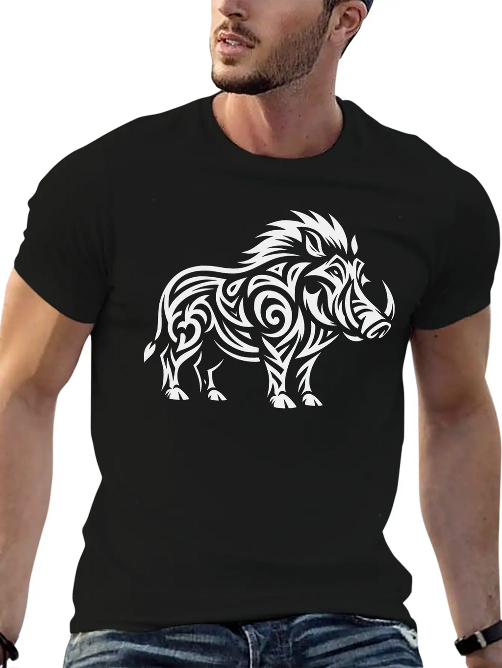 Tribal Warthog Classic Cotton Tee – Unisex Comfort For Any Season