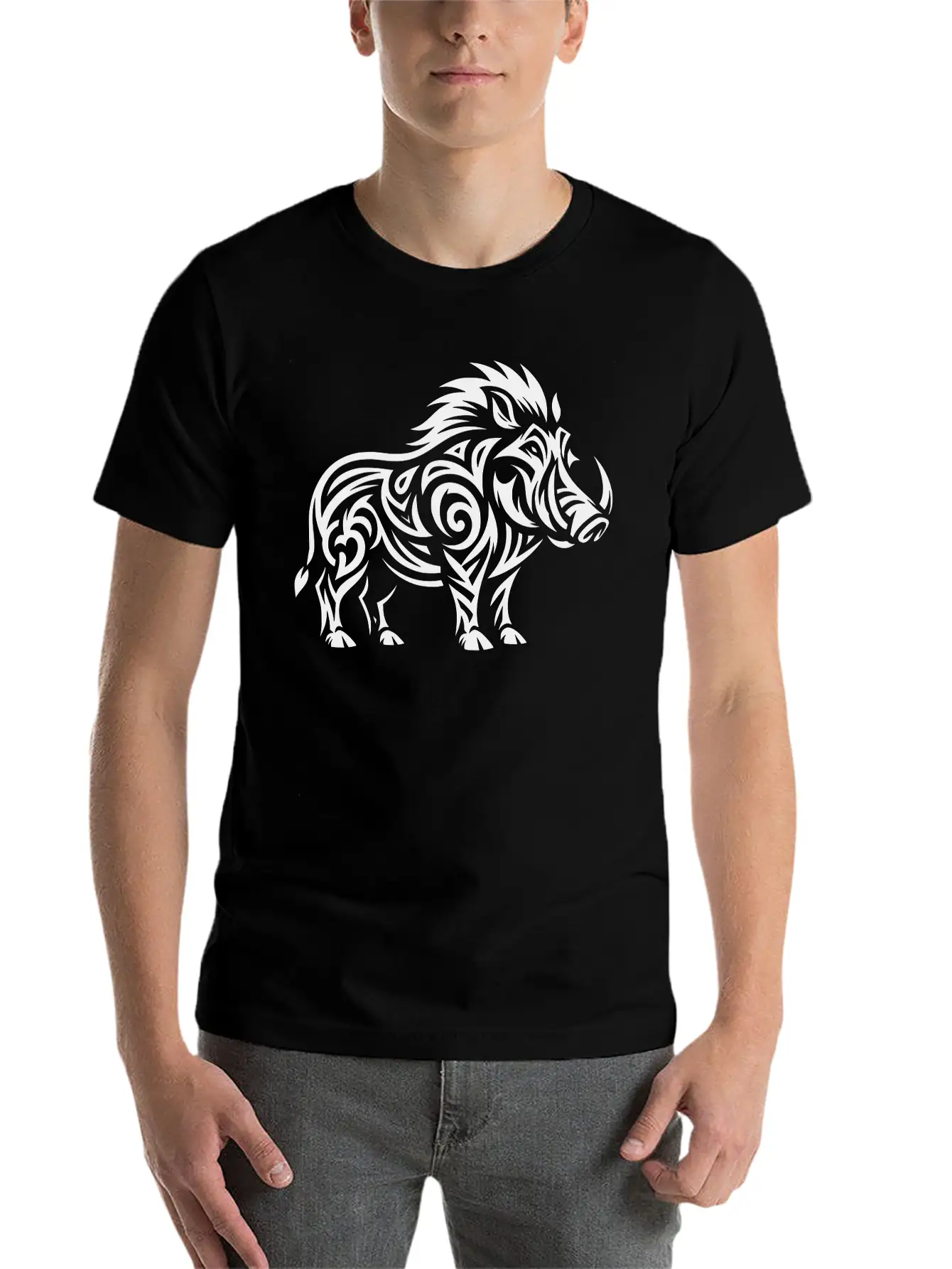 Tribal Warthog Classic Cotton Tee – Unisex Comfort For Any Season