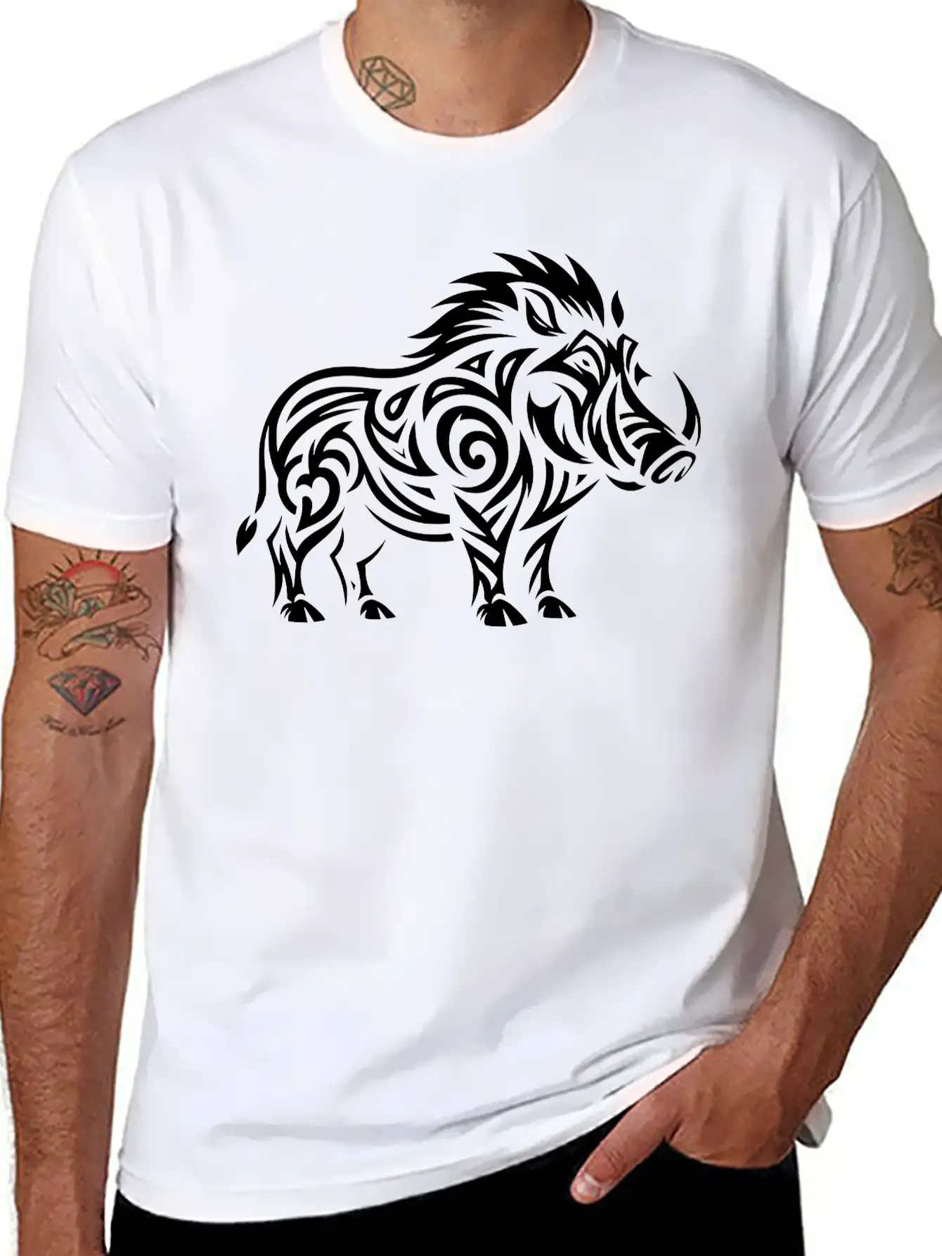 Tribal Warthog Classic Cotton Tee – Unisex Comfort For Any Season