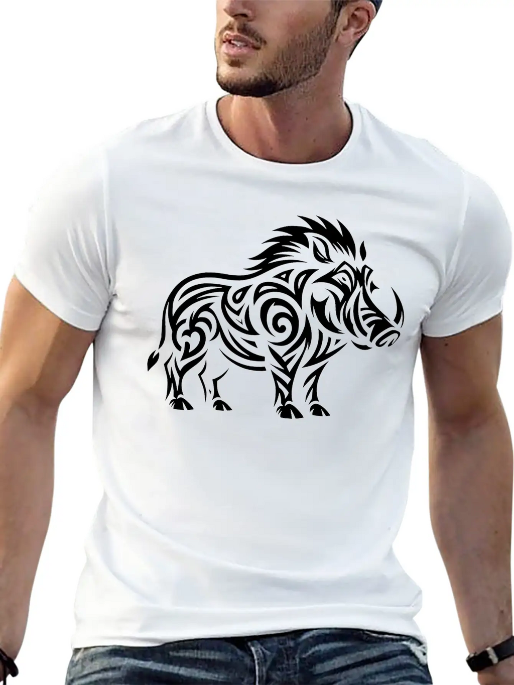 Tribal Warthog Classic Cotton Tee – Unisex Comfort For Any Season