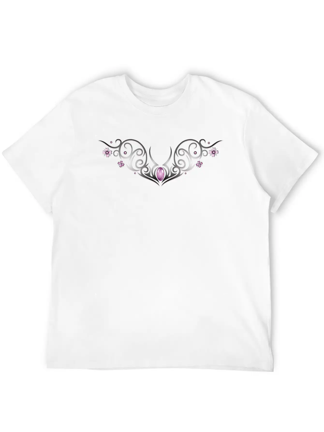 Tribal With Cherry Blossoms And Gemstone Classic Cotton Tee – Unisex Comfort For Any Season