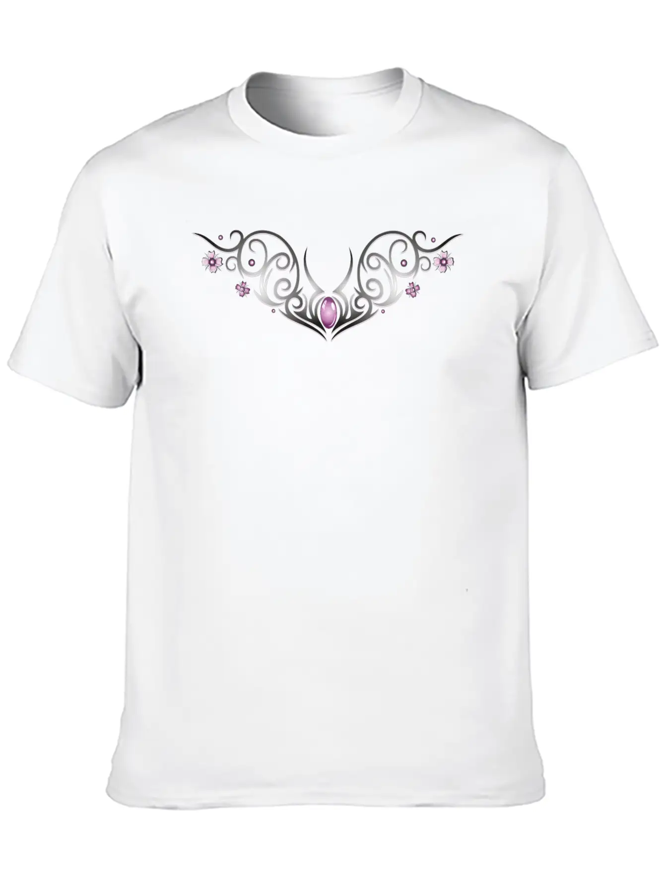 Tribal With Cherry Blossoms And Gemstone Classic Cotton Tee – Unisex Comfort For Any Season