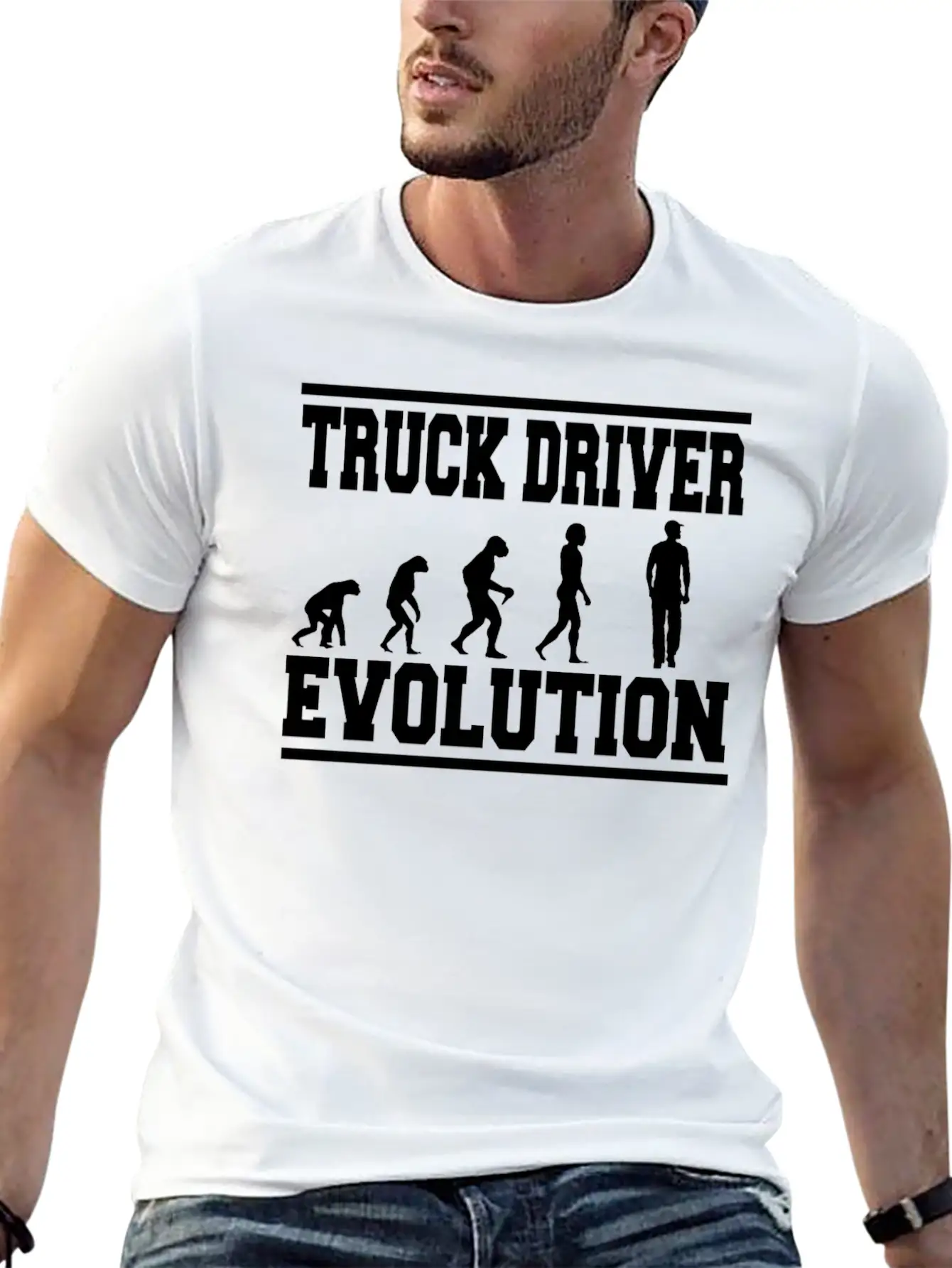 TRUCK DRIVER EVOLUTION T-Shirt Classic Cotton Tee – Unisex Comfort For Any Season