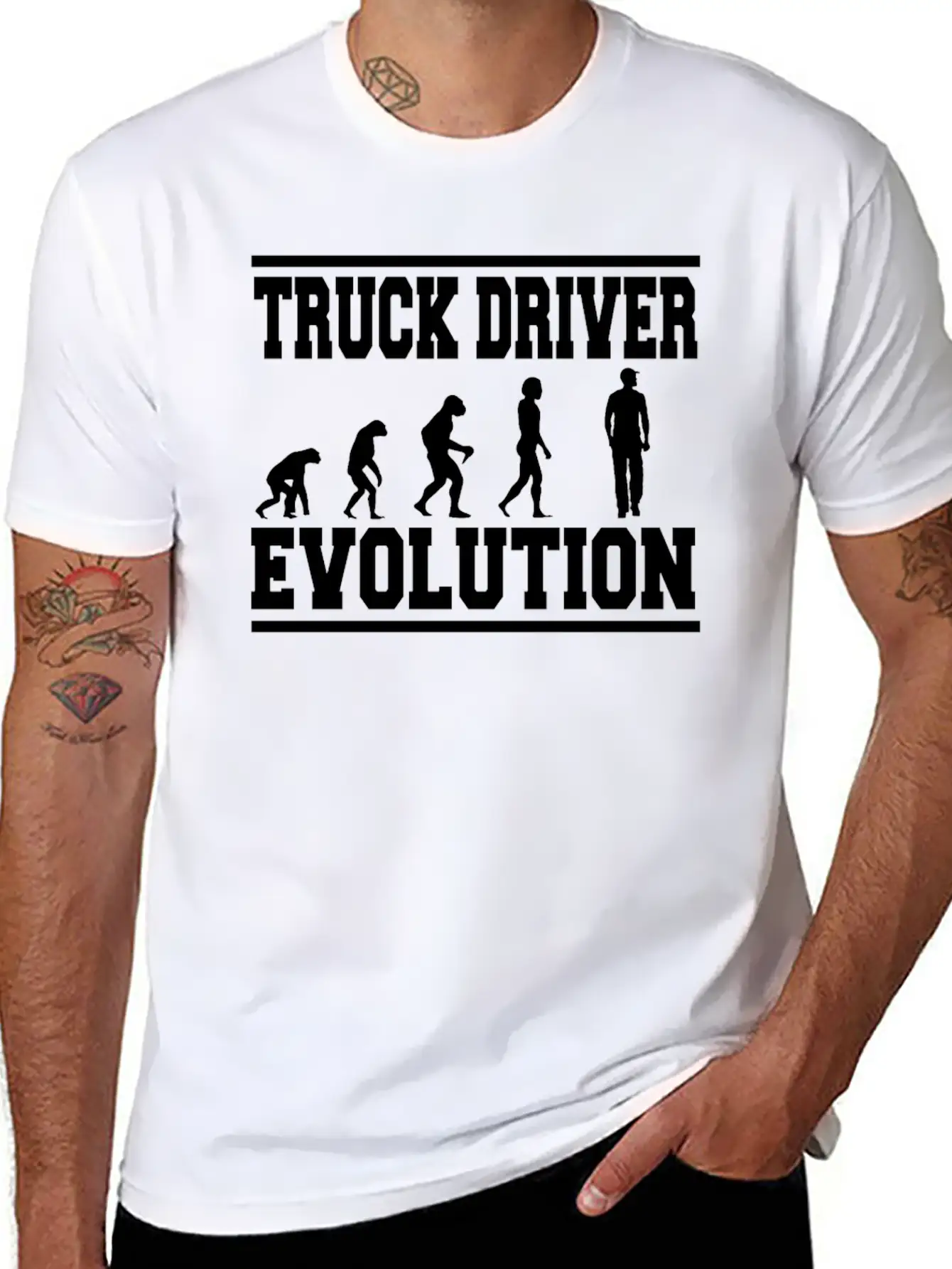 TRUCK DRIVER EVOLUTION T-Shirt Classic Cotton Tee – Unisex Comfort For Any Season