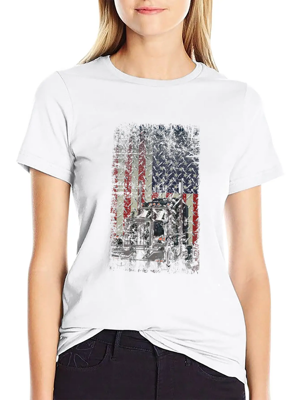 Truck Driver USA American Flag July 4th Patriotic Stylish Everyday T-Shirt – Unisex Basic Cotton Tee