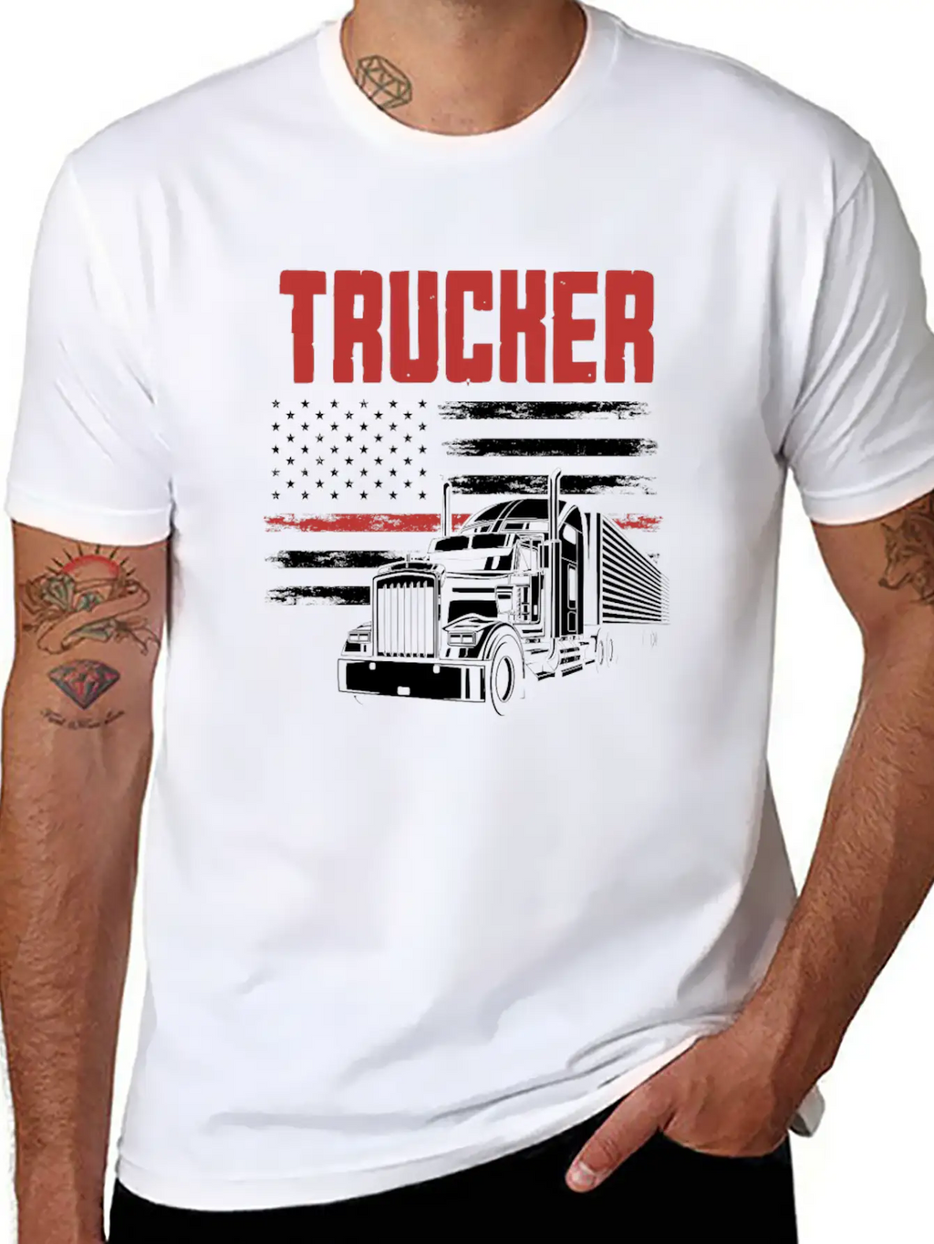 Truck Driver USA Flag Patriot Breathable Graphic T-Shirt – Perfect For Casual Days