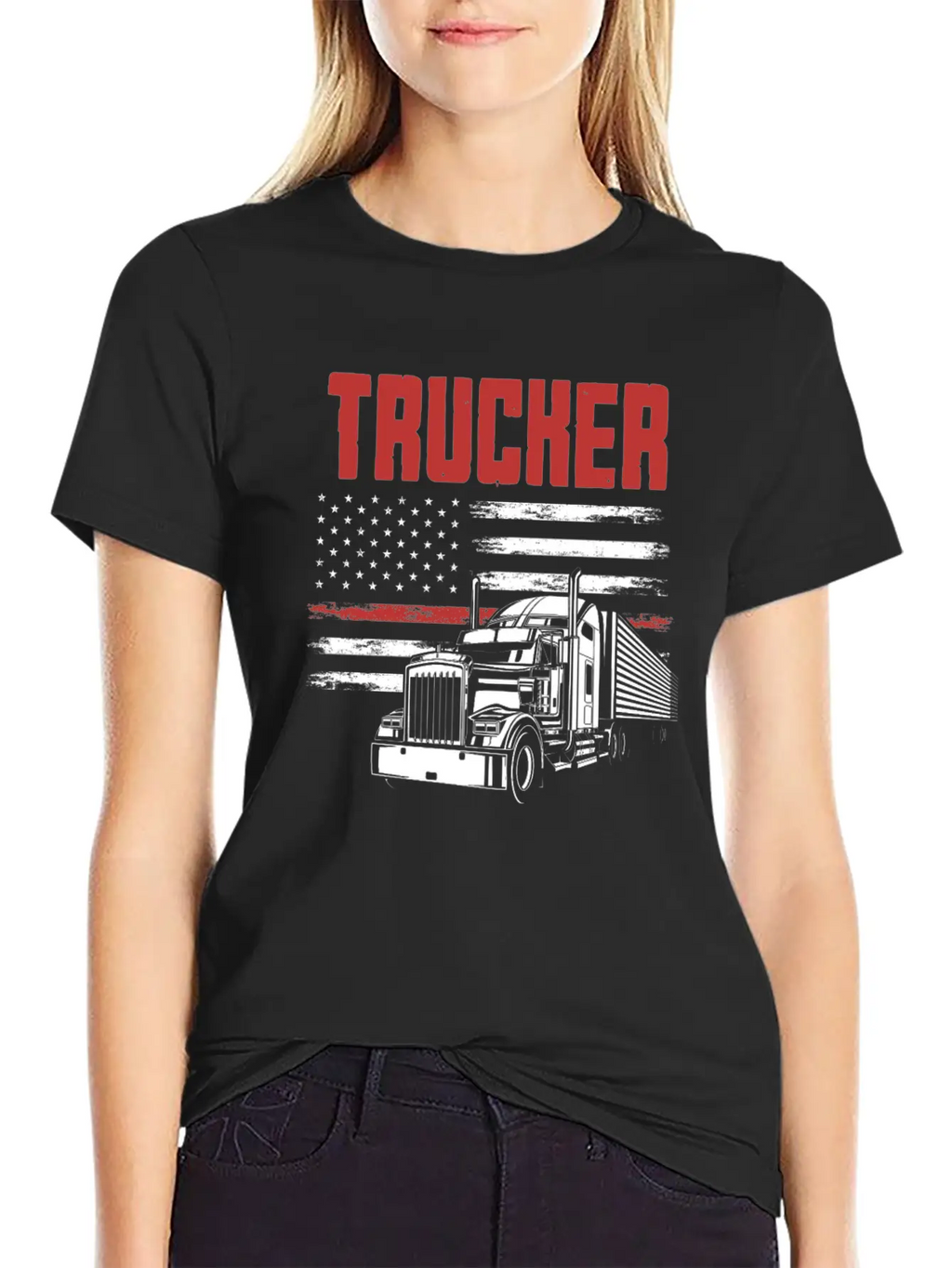 Truck Driver USA Flag Patriot Breathable Graphic T-Shirt – Perfect For Casual Days