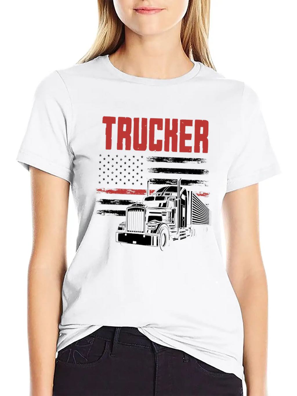 Truck Driver USA Flag Patriot Breathable Graphic T-Shirt – Perfect For Casual Days