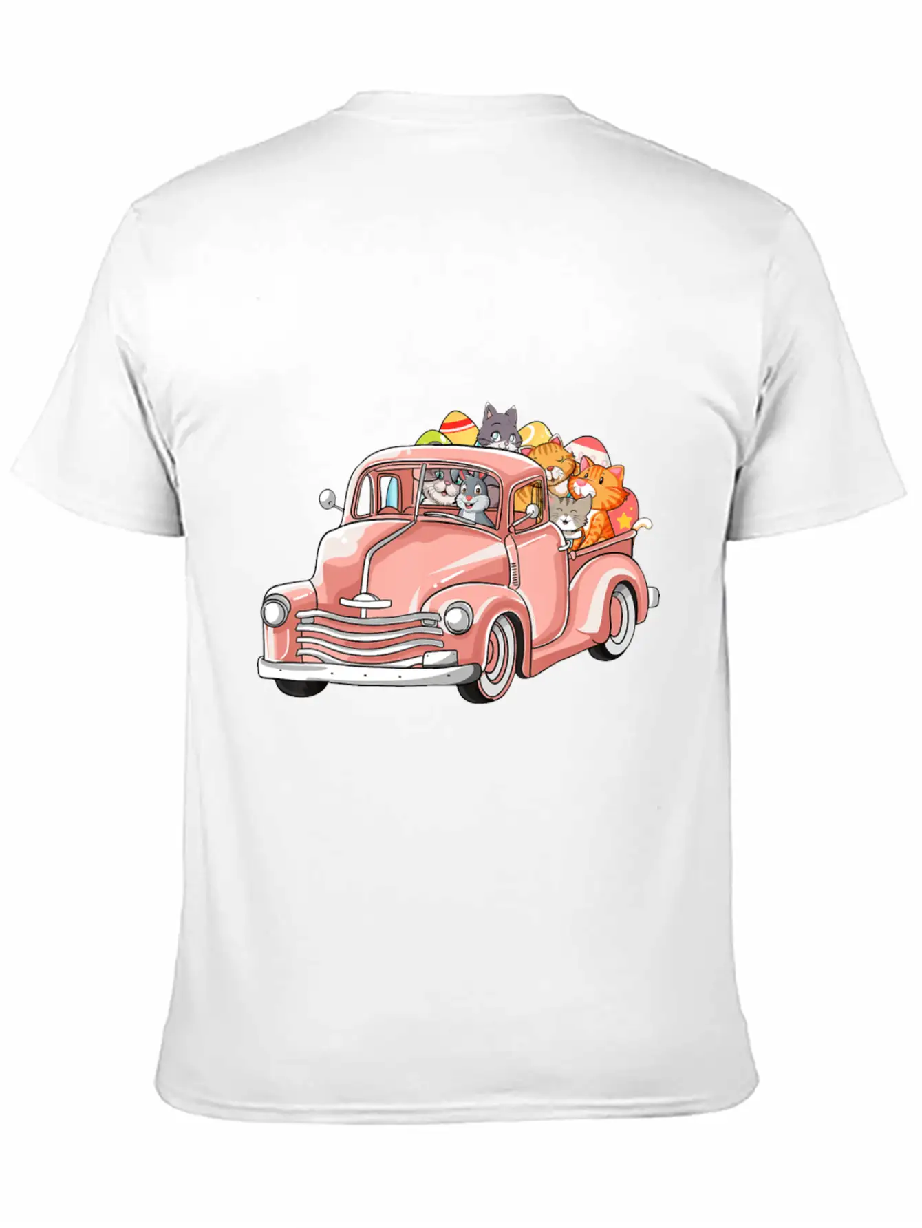 Truck With Cats Bunny Cute Easter Day Gift Men Essential Cotton Tee For Daily Outfits – Unisex Style