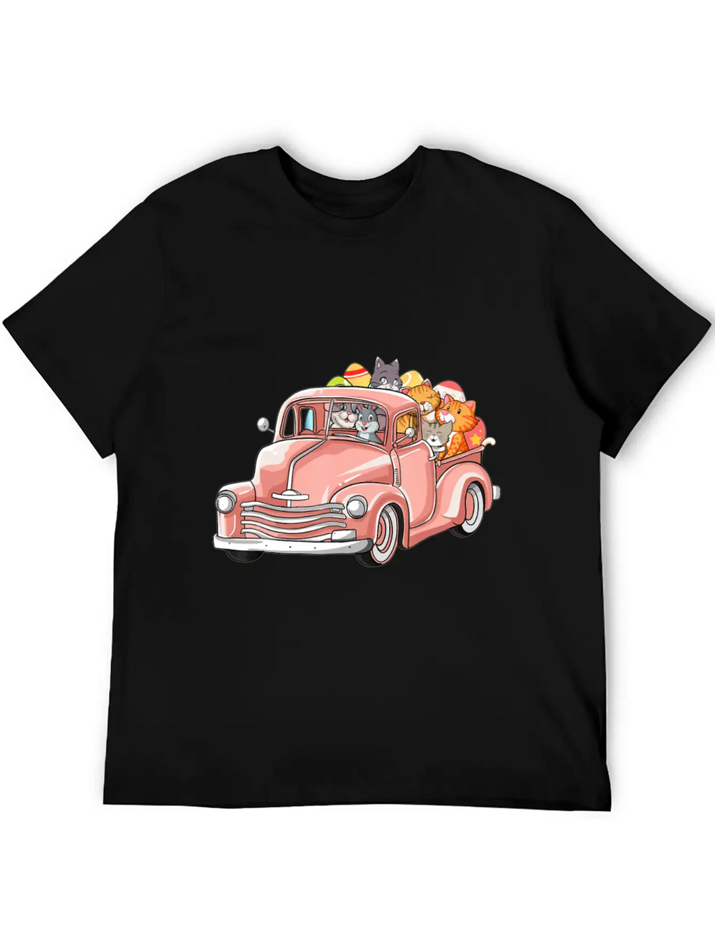 Truck With Cats Bunny Cute Easter Day Gift Men Essential Cotton Tee For Daily Outfits – Unisex Style