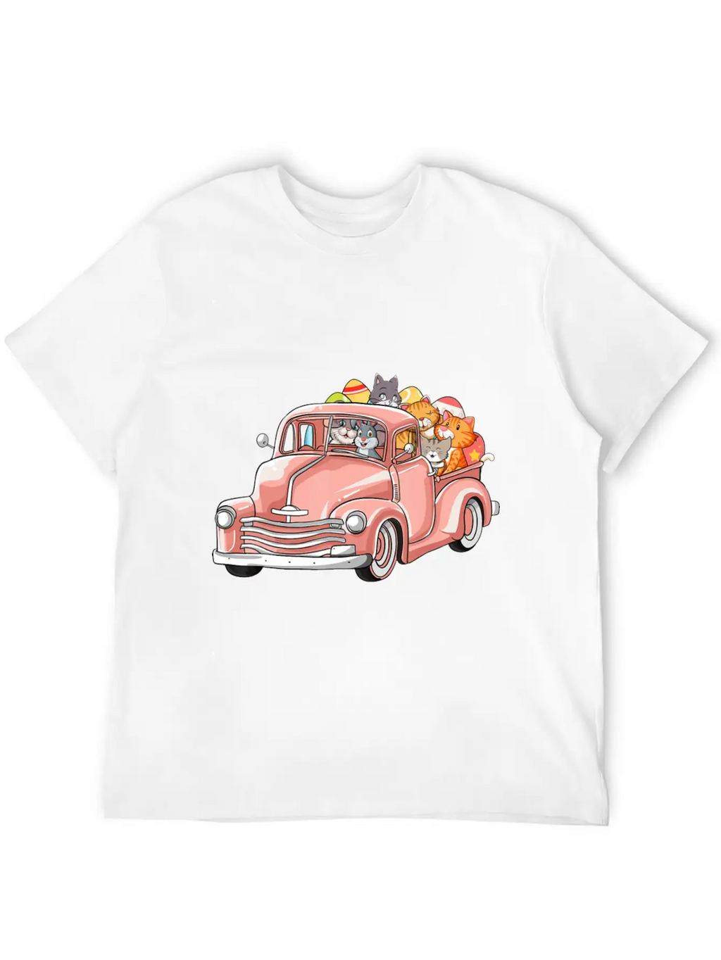 Truck With Cats Bunny Cute Easter Day Gift Men Essential Cotton Tee For Daily Outfits – Unisex Style