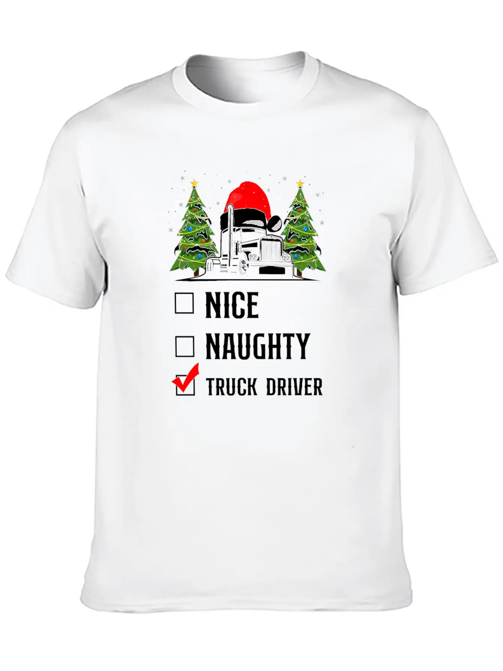 Trucker Truck Driver Christmas Stylish Everyday T-Shirt – Unisex Basic Cotton Tee