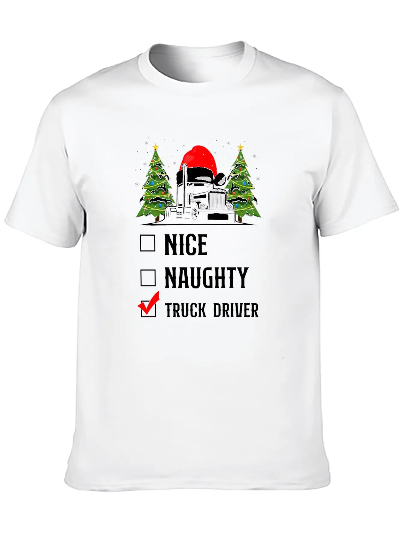 Trucker Truck Driver Christmas Stylish Everyday T-Shirt – Unisex Basic Cotton Tee
