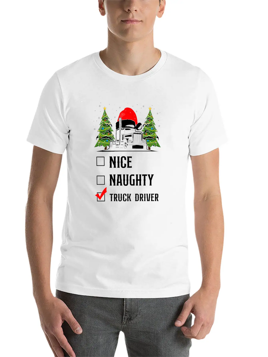 Trucker Truck Driver Christmas Stylish Everyday T-Shirt – Unisex Basic Cotton Tee
