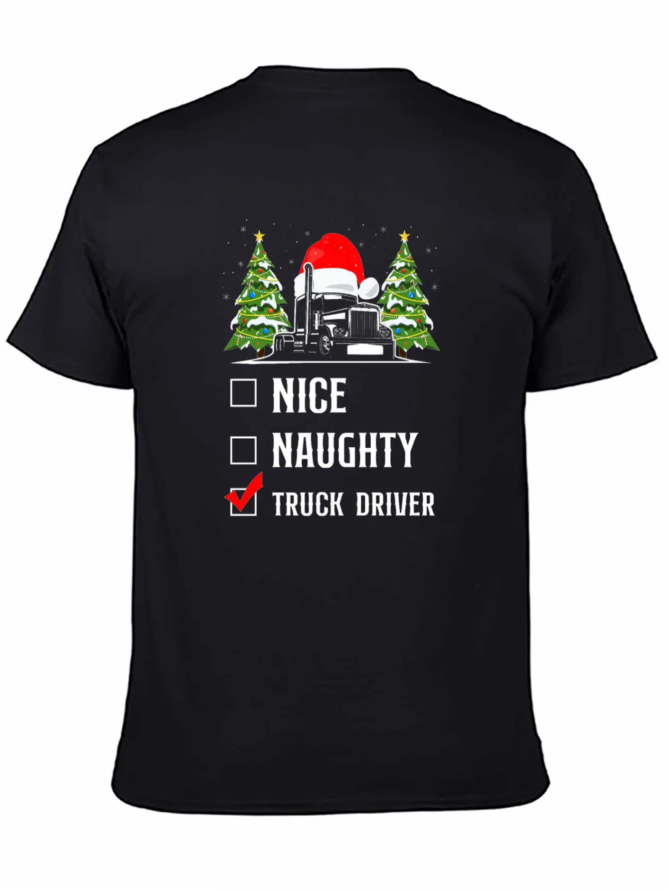Trucker Truck Driver Christmas Stylish Everyday T-Shirt – Unisex Basic Cotton Tee