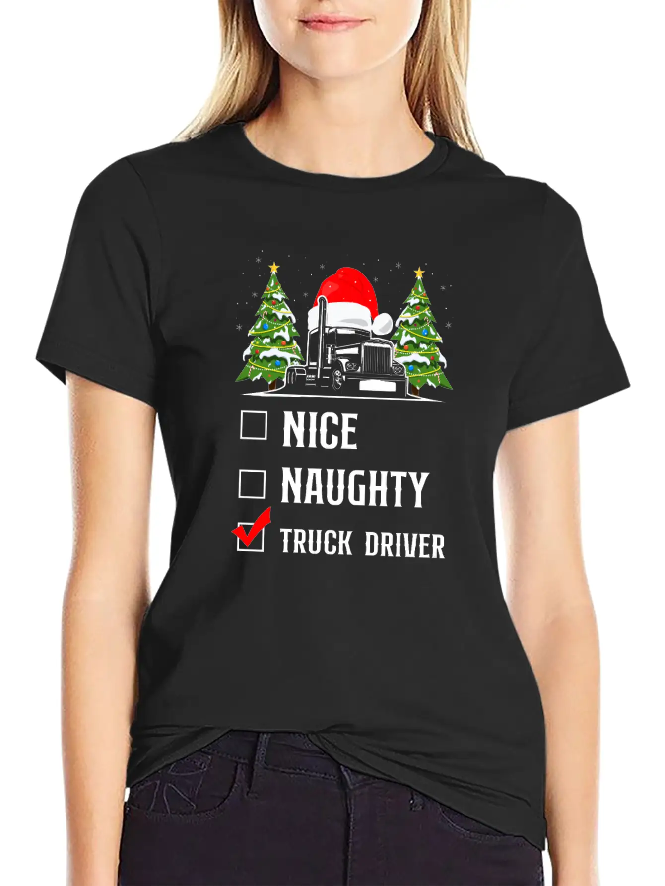Trucker Truck Driver Christmas Stylish Everyday T-Shirt – Unisex Basic Cotton Tee