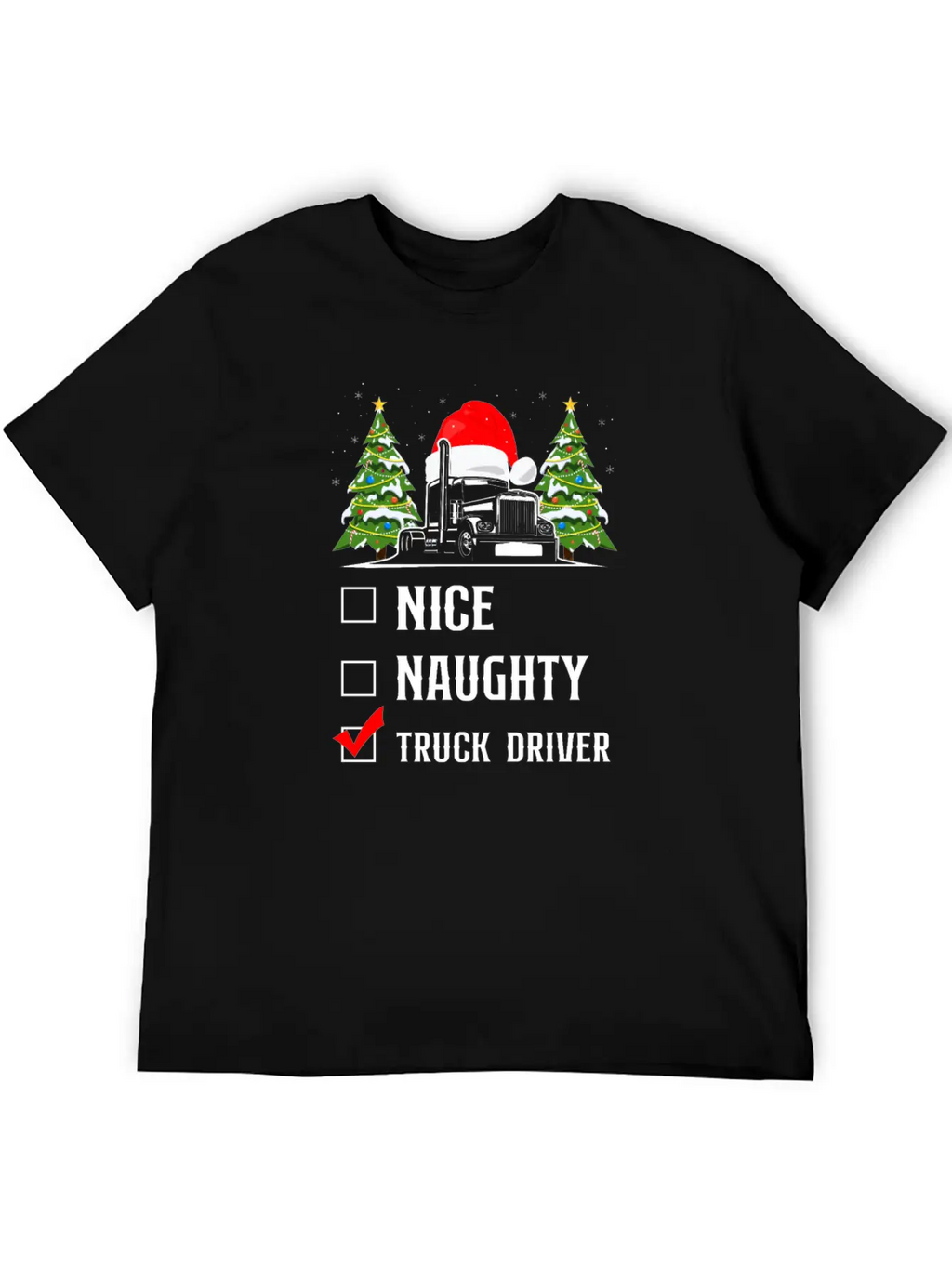 Trucker Truck Driver Christmas Stylish Everyday T-Shirt – Unisex Basic Cotton Tee