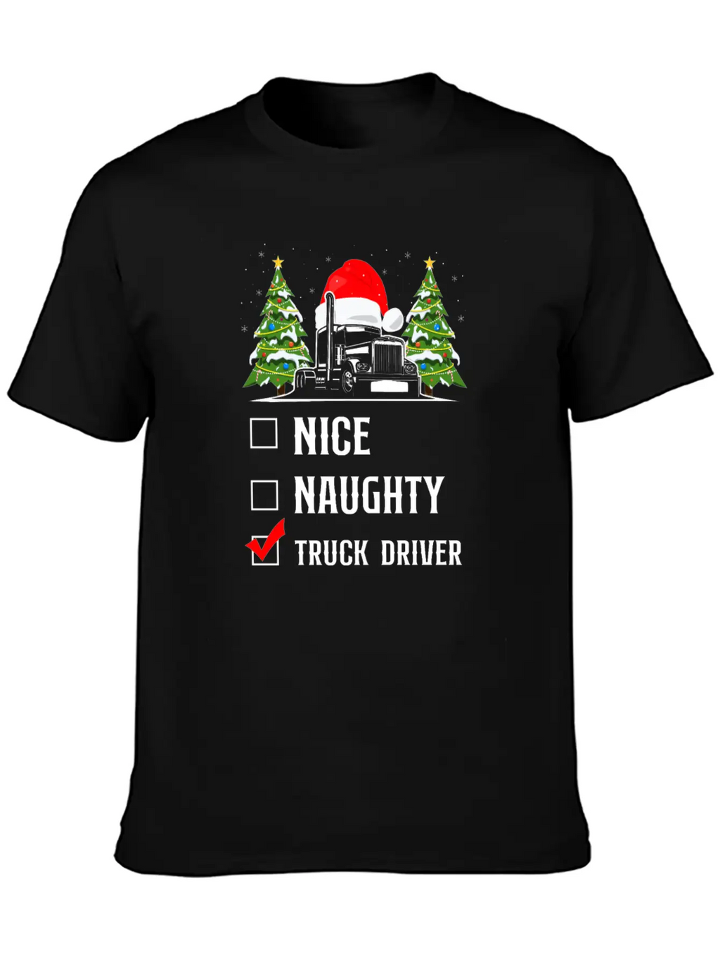 Trucker Truck Driver Christmas Stylish Everyday T-Shirt – Unisex Basic Cotton Tee