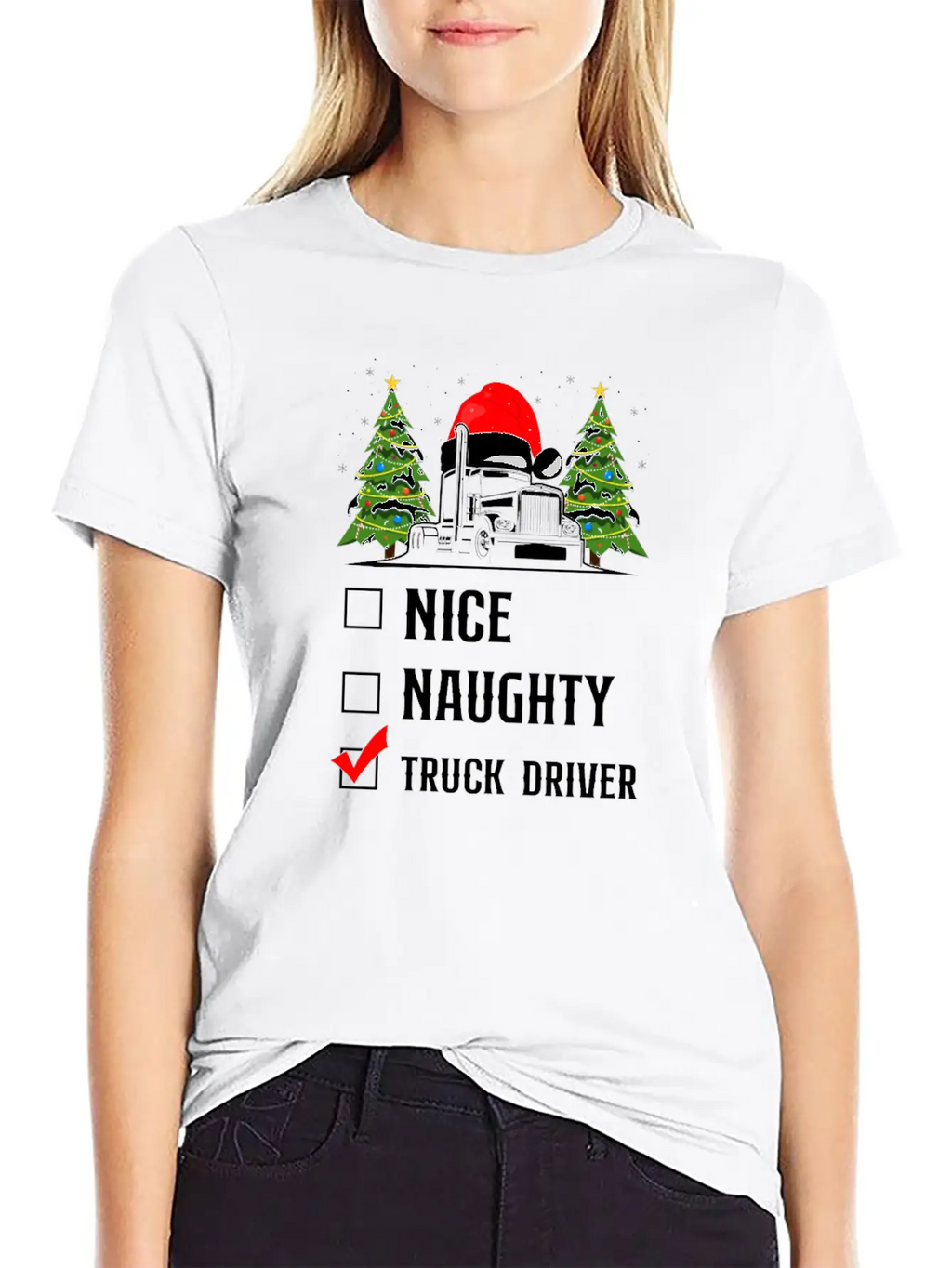 Trucker Truck Driver Christmas Stylish Everyday T-Shirt – Unisex Basic Cotton Tee
