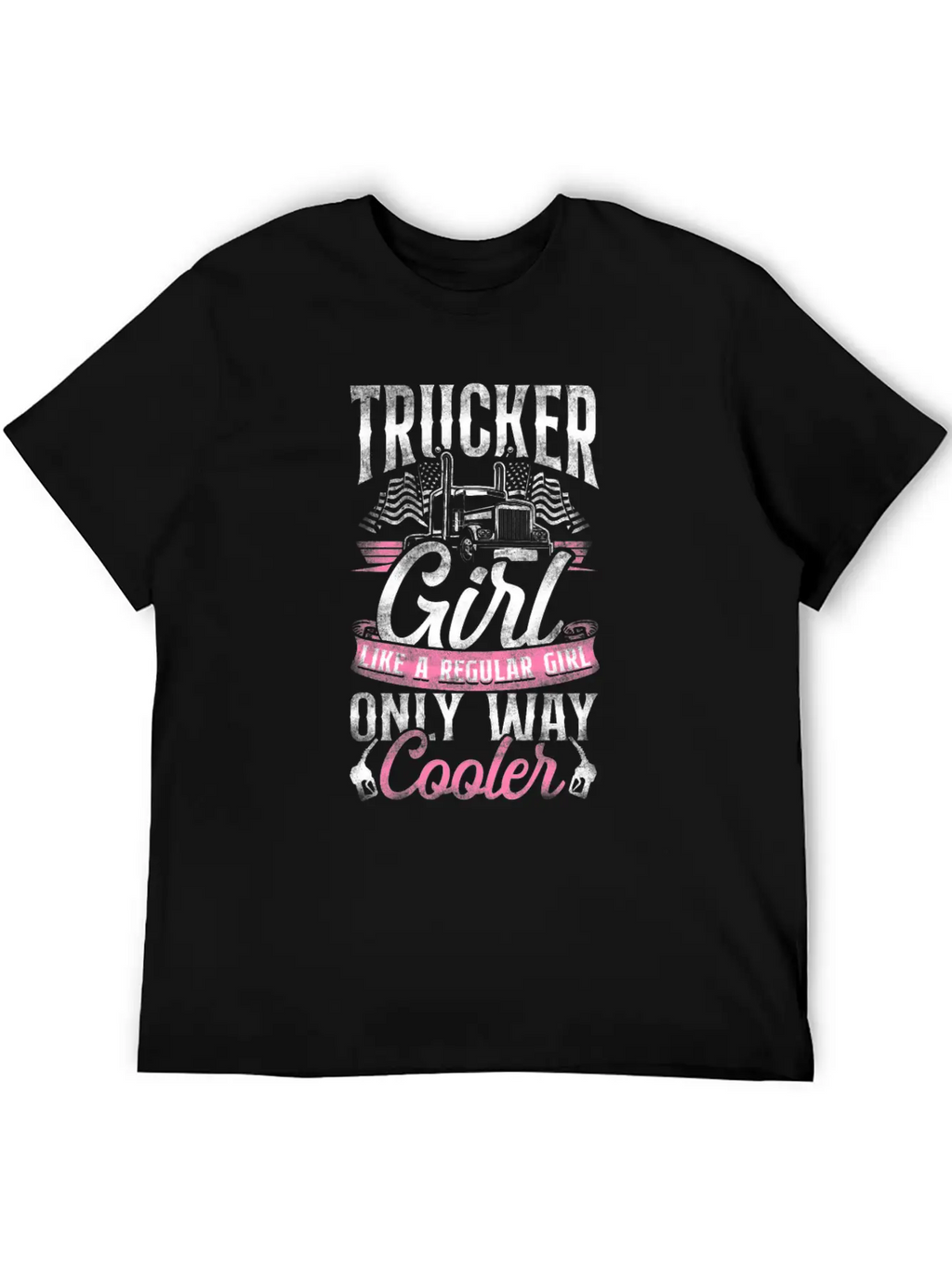 Trucker Truck Driver Girl Vintage Basic Graphic T-Shirt – Daily Comfort In Soft Cotton