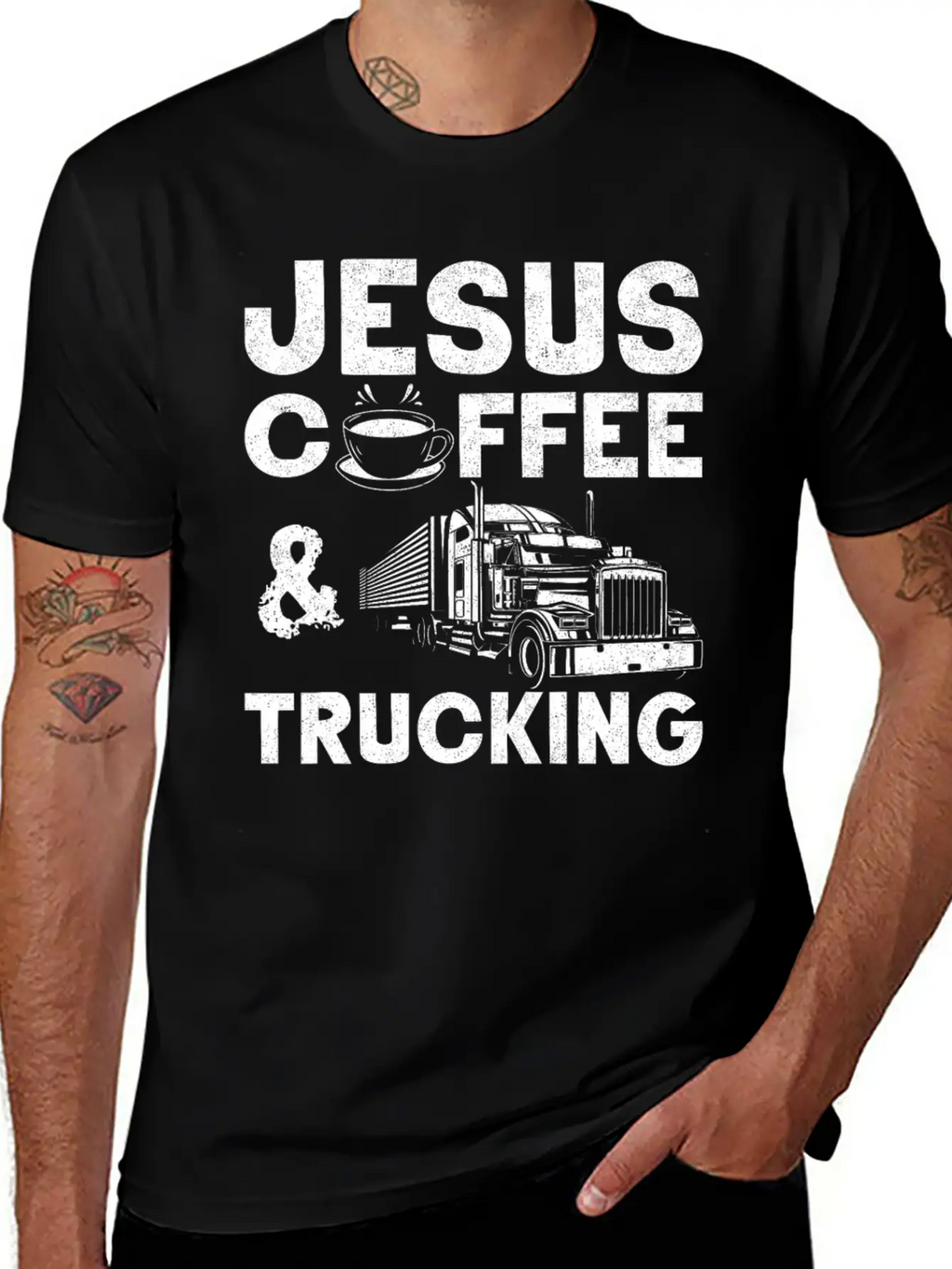 Trucker Truck Driver Vintage Jesus Stylish Everyday T-Shirt – Unisex Basic Cotton Tee
