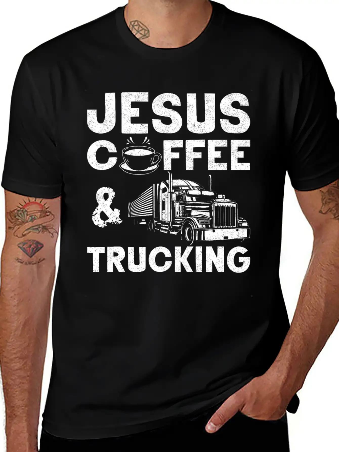 Trucker Truck Driver Vintage Jesus Stylish Everyday T-Shirt – Unisex Basic Cotton Tee