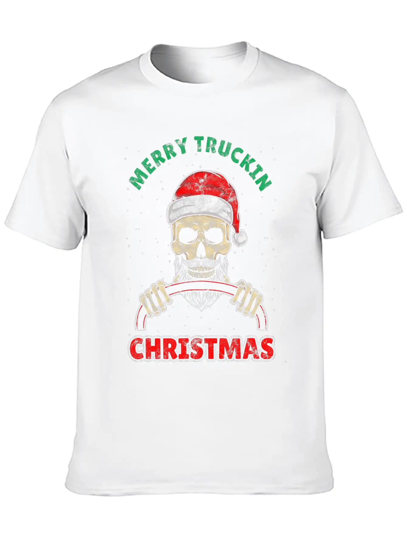 Trucking Christmas Skull Rocker Truck Driver Unisex Casual T-Shirt – Clean Design For Daily Comfort