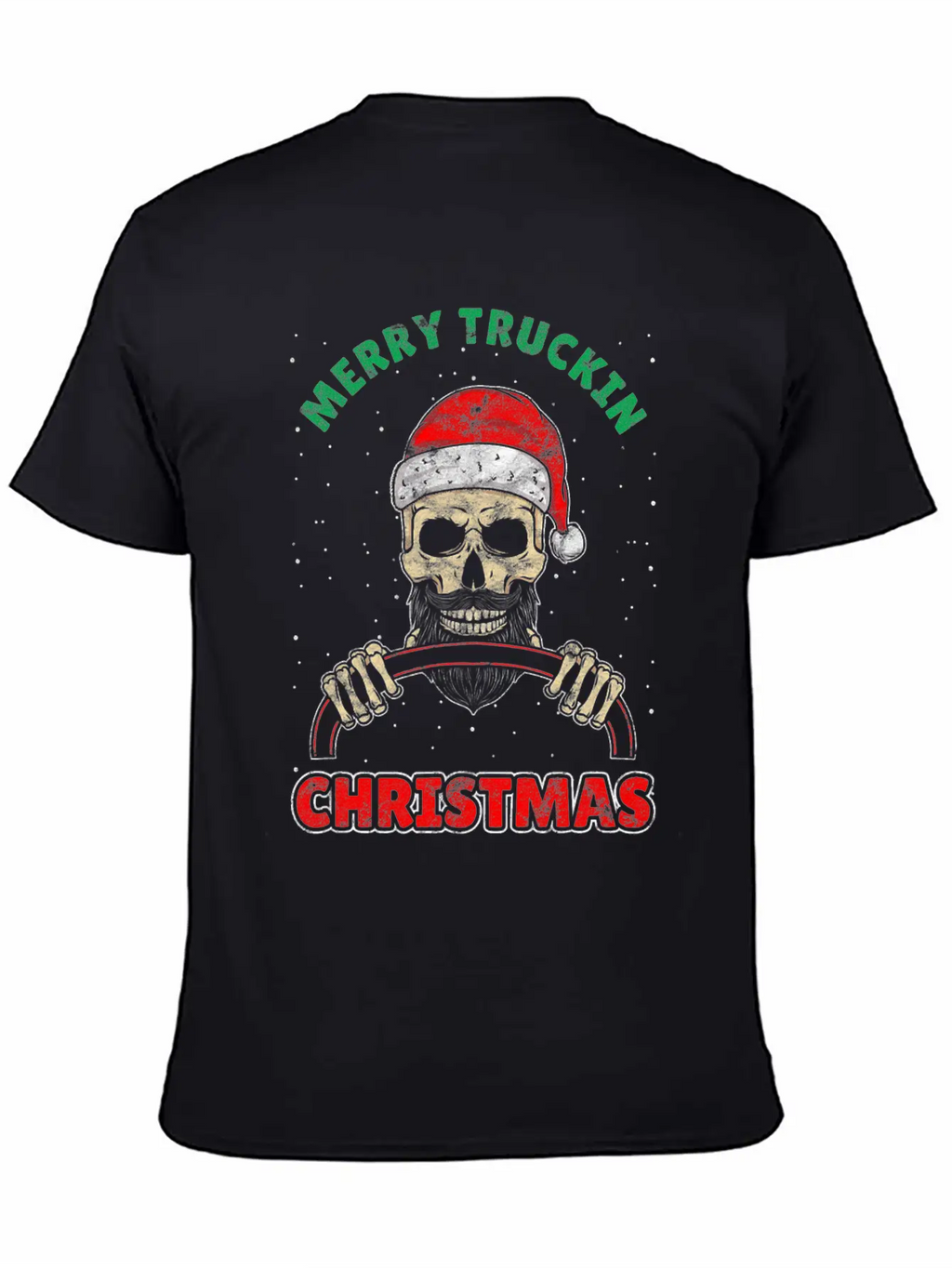 Trucking Christmas Skull Rocker Truck Driver Unisex Casual T-Shirt – Clean Design For Daily Comfort