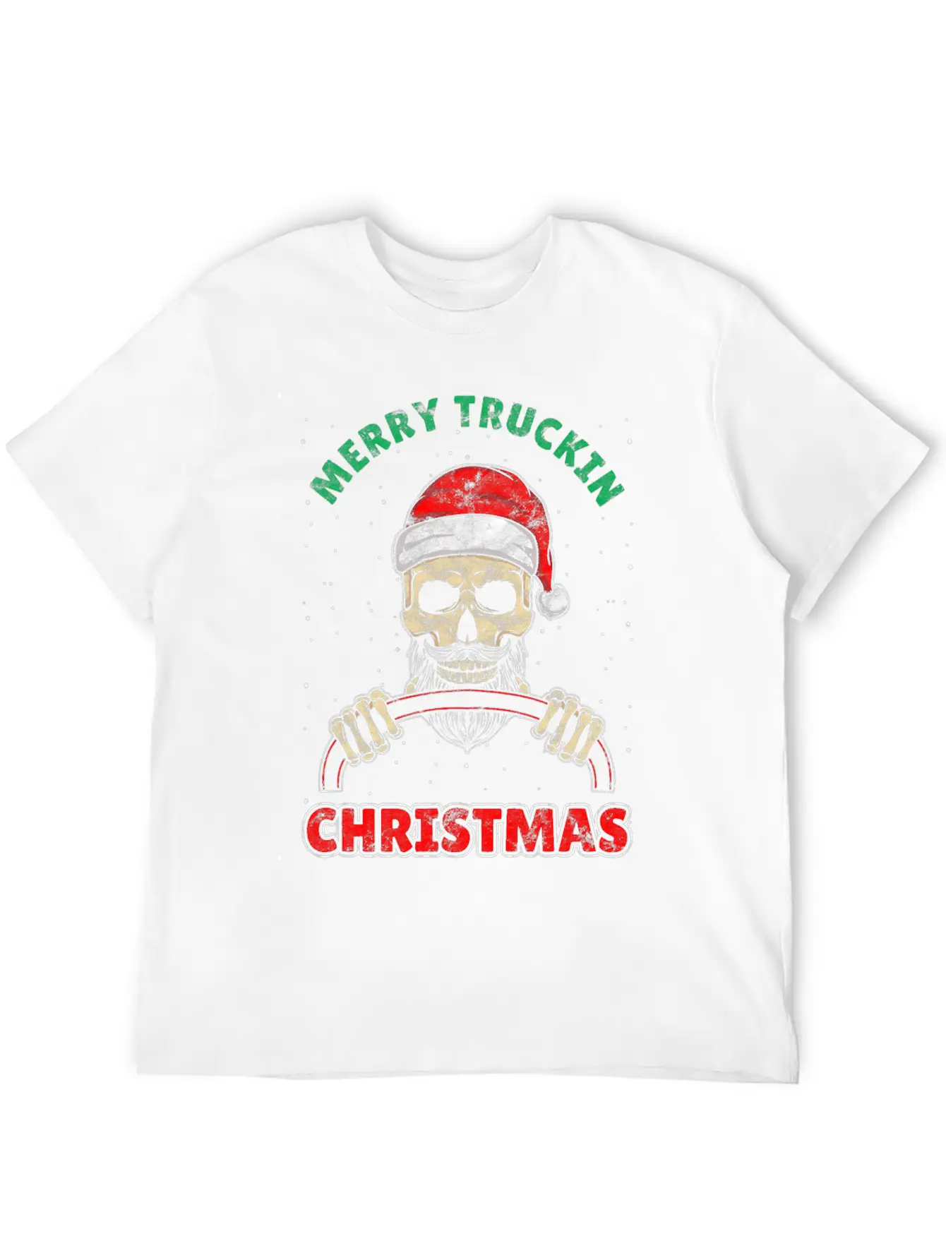 Trucking Christmas Skull Rocker Truck Driver Unisex Casual T-Shirt – Clean Design For Daily Comfort