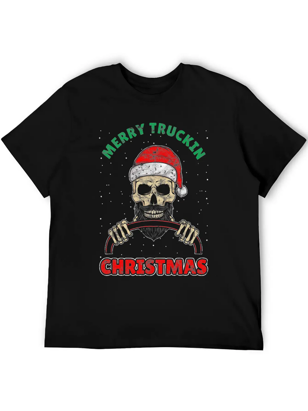 Trucking Christmas Skull Rocker Truck Driver Unisex Casual T-Shirt – Clean Design For Daily Comfort