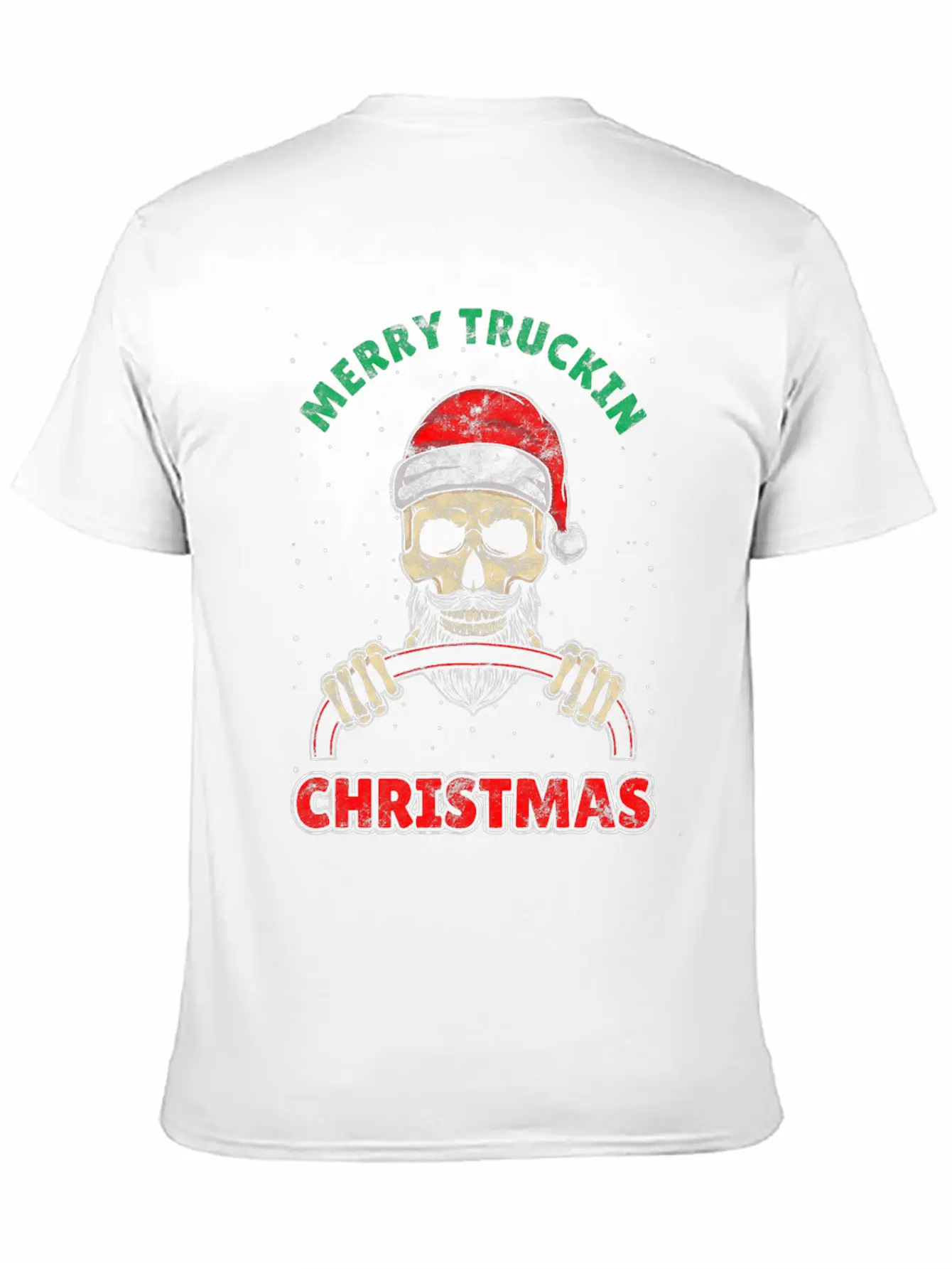 Trucking Christmas Skull Rocker Truck Driver Unisex Casual T-Shirt – Clean Design For Daily Comfort