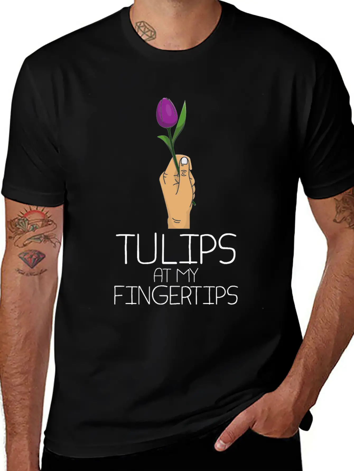 Tulip Gardening Fingertip Tulips Timeless Short Sleeve Tee – Comfy And Minimalist Design