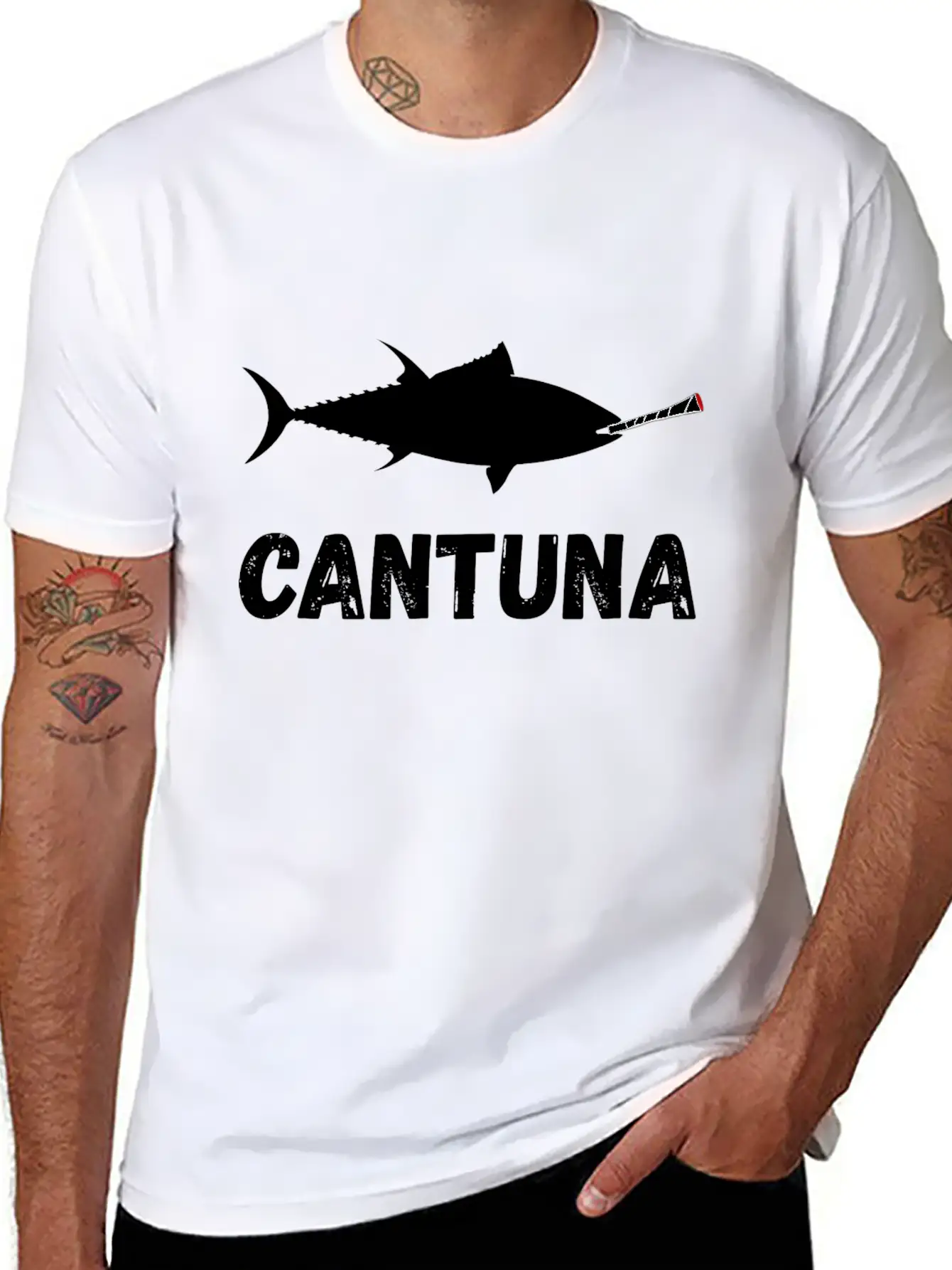 Tuna Fish Cannabis Joint Souvenir Gifts Breathable Soft Cotton T-Shirt – Timeless Casual Look