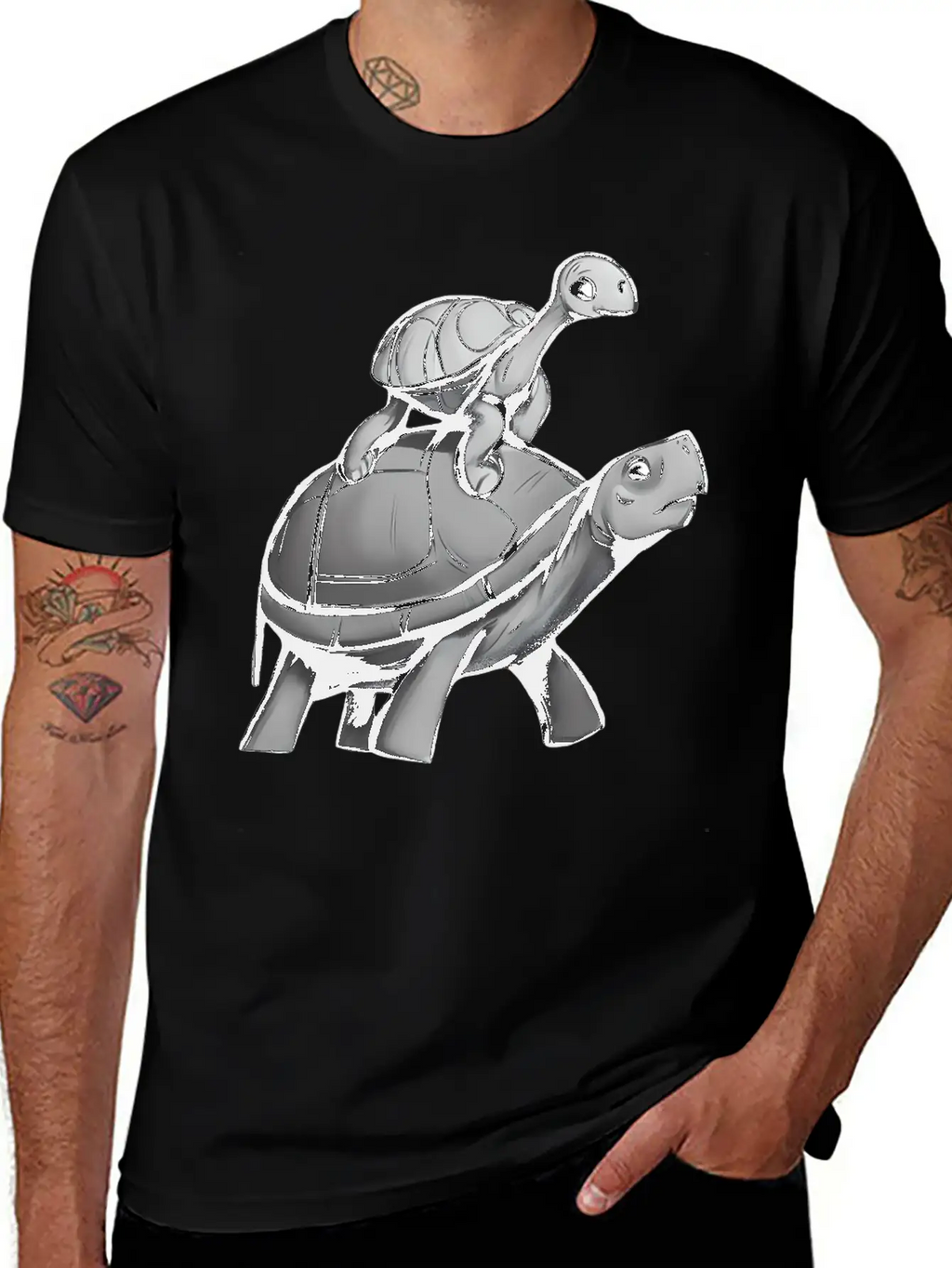 Turtle Rides On Turtle Stylish Everyday T-Shirt – Unisex Basic Cotton Tee