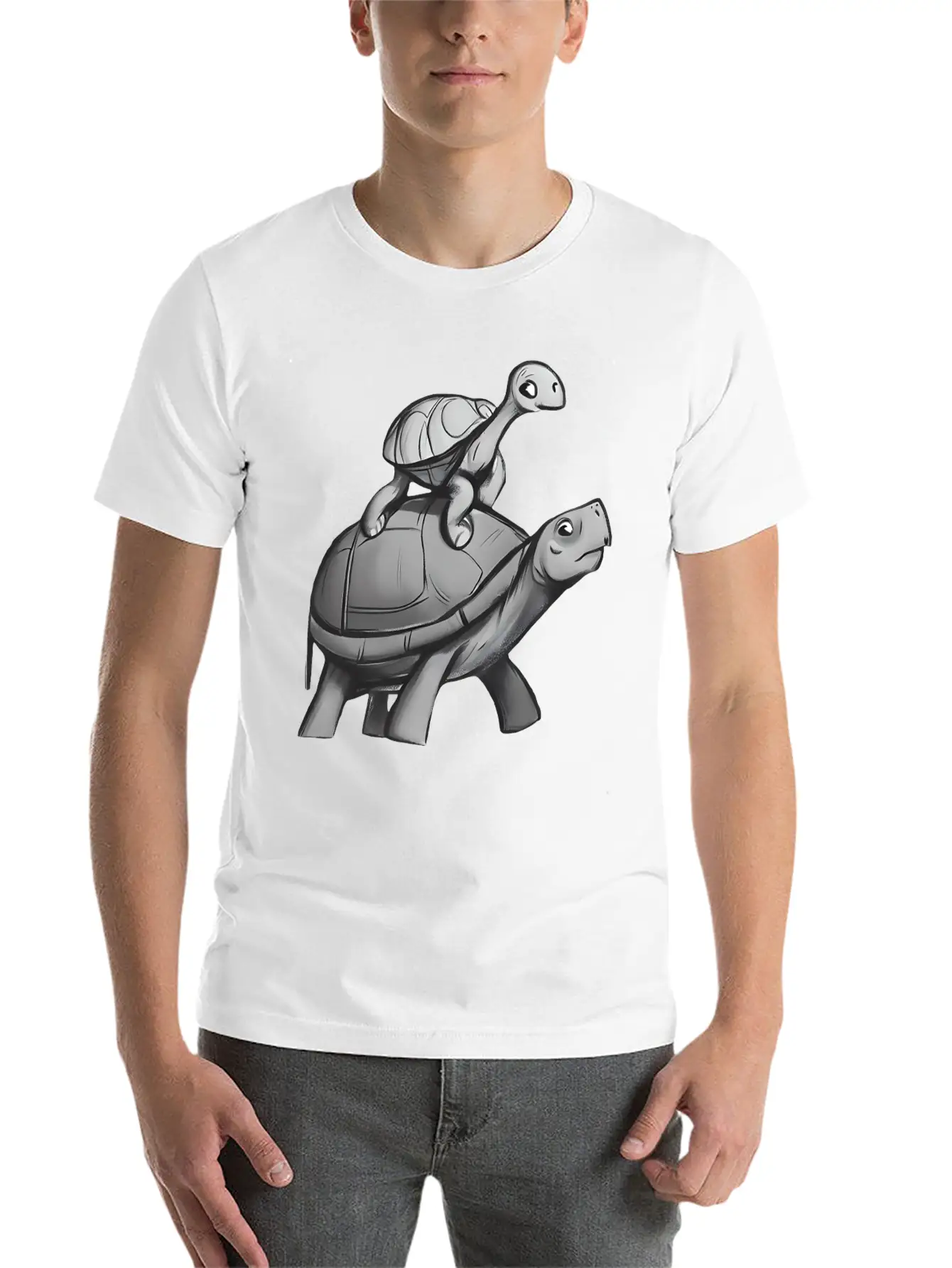 Turtle Rides On Turtle Stylish Everyday T-Shirt – Unisex Basic Cotton Tee