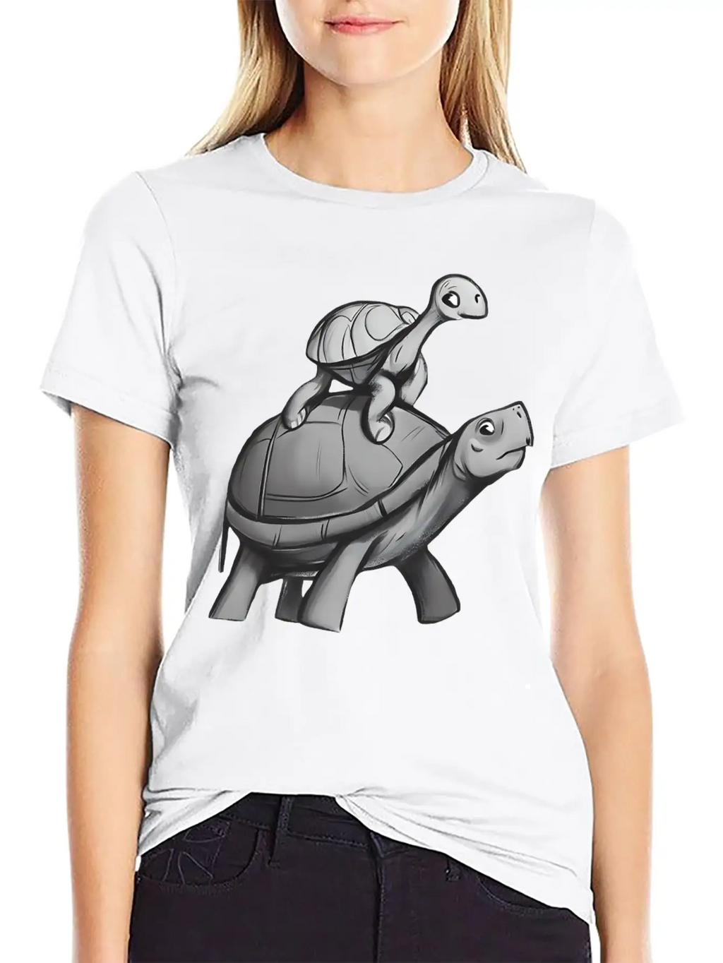 Turtle Rides On Turtle Stylish Everyday T-Shirt – Unisex Basic Cotton Tee