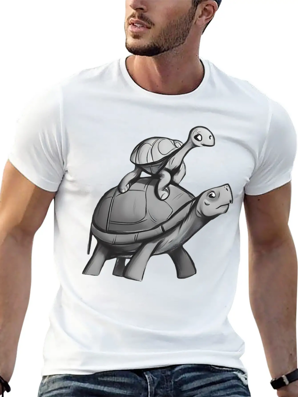 Turtle Rides On Turtle Stylish Everyday T-Shirt – Unisex Basic Cotton Tee
