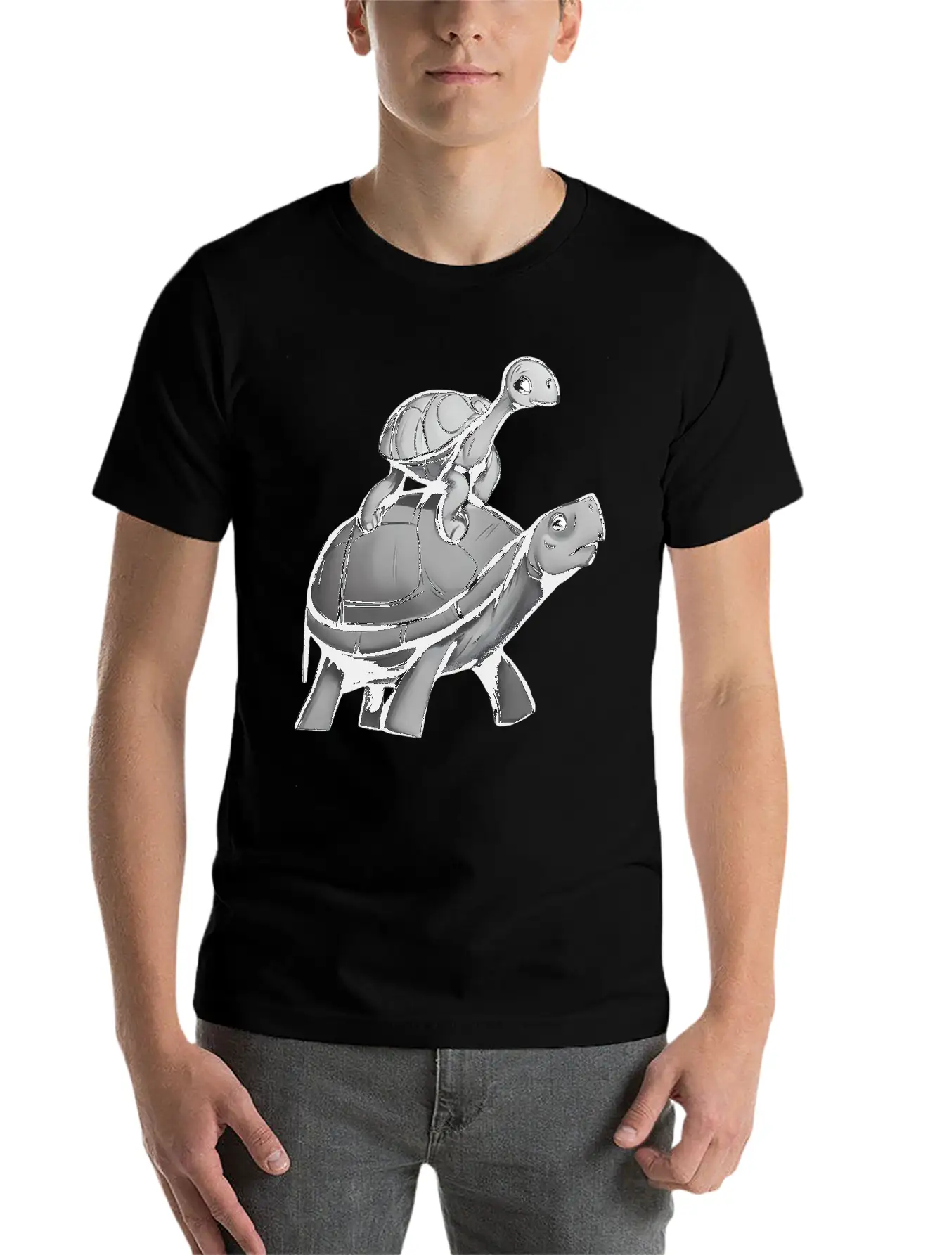 Turtle Rides On Turtle Stylish Everyday T-Shirt – Unisex Basic Cotton Tee