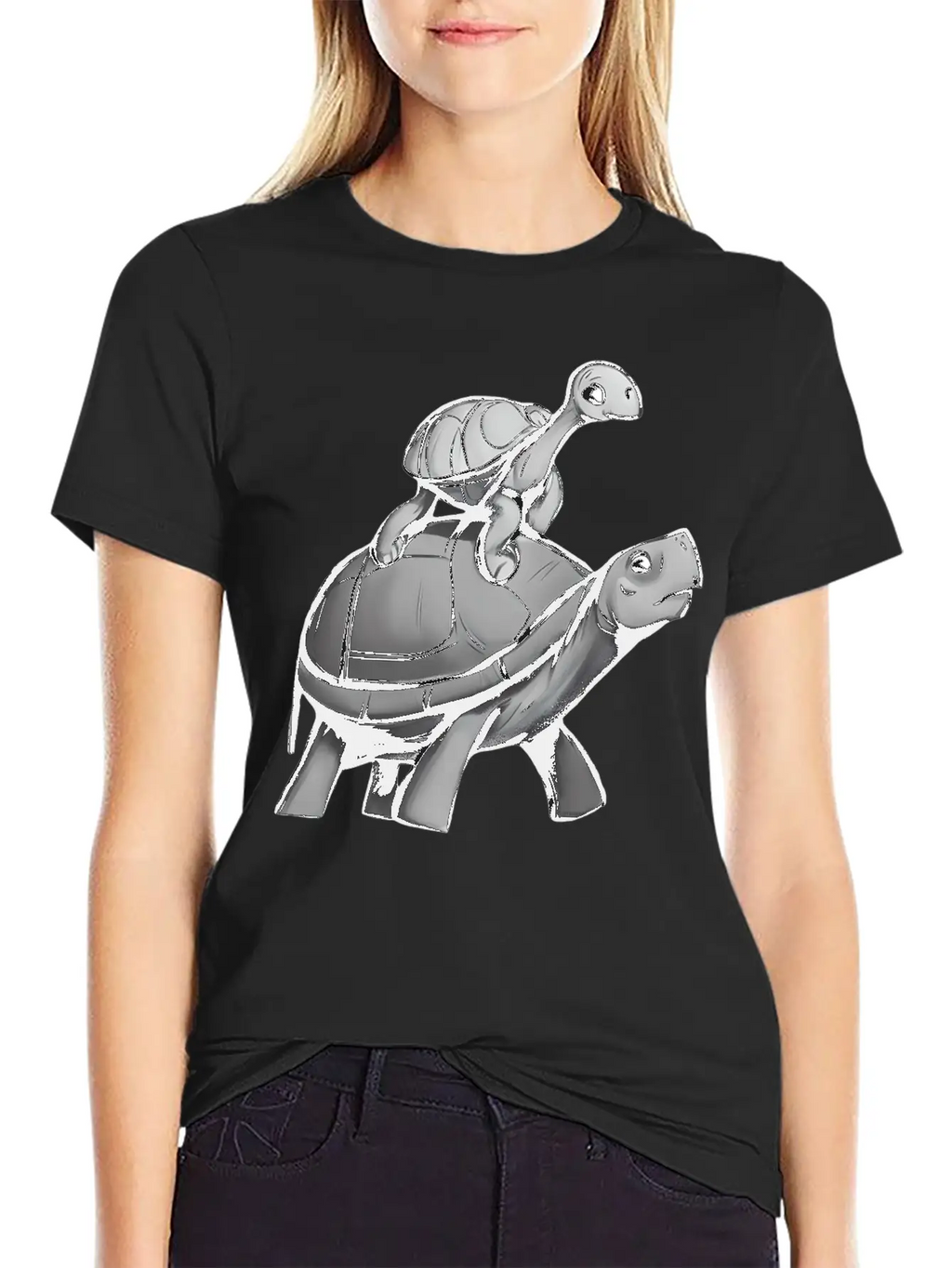Turtle Rides On Turtle Stylish Everyday T-Shirt – Unisex Basic Cotton Tee
