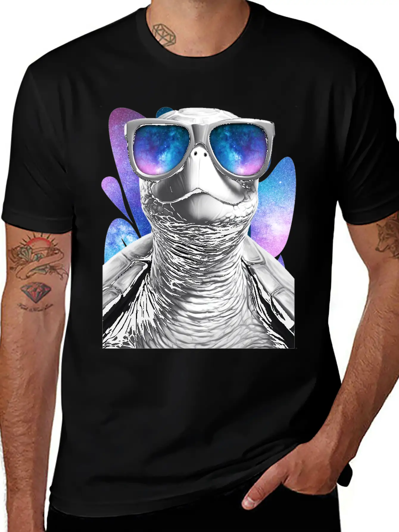 Turtle Space Glasses Vaporwave Galaxy Sunglasses Basic Graphic T-Shirt – Daily Comfort In Soft Cotton
