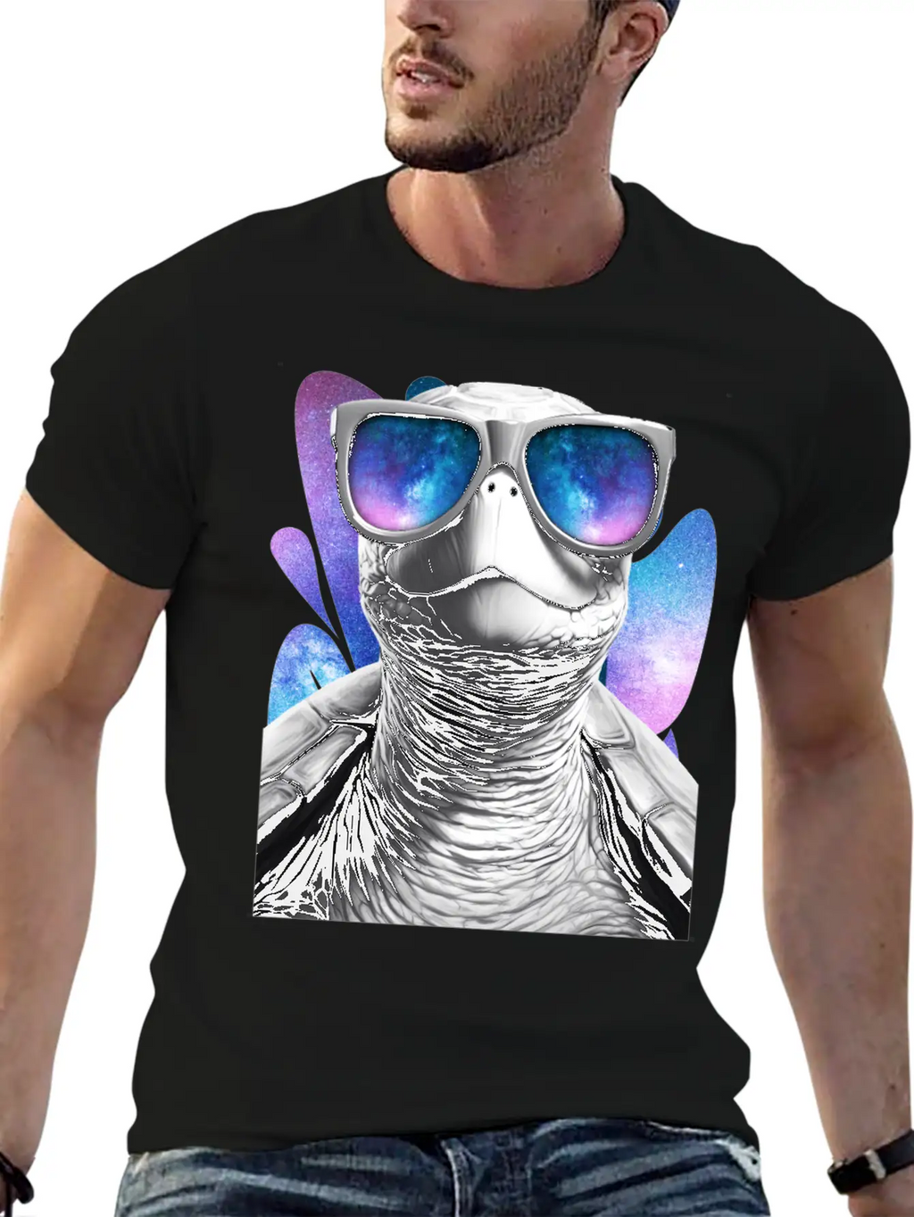 Turtle Space Glasses Vaporwave Galaxy Sunglasses Basic Graphic T-Shirt – Daily Comfort In Soft Cotton