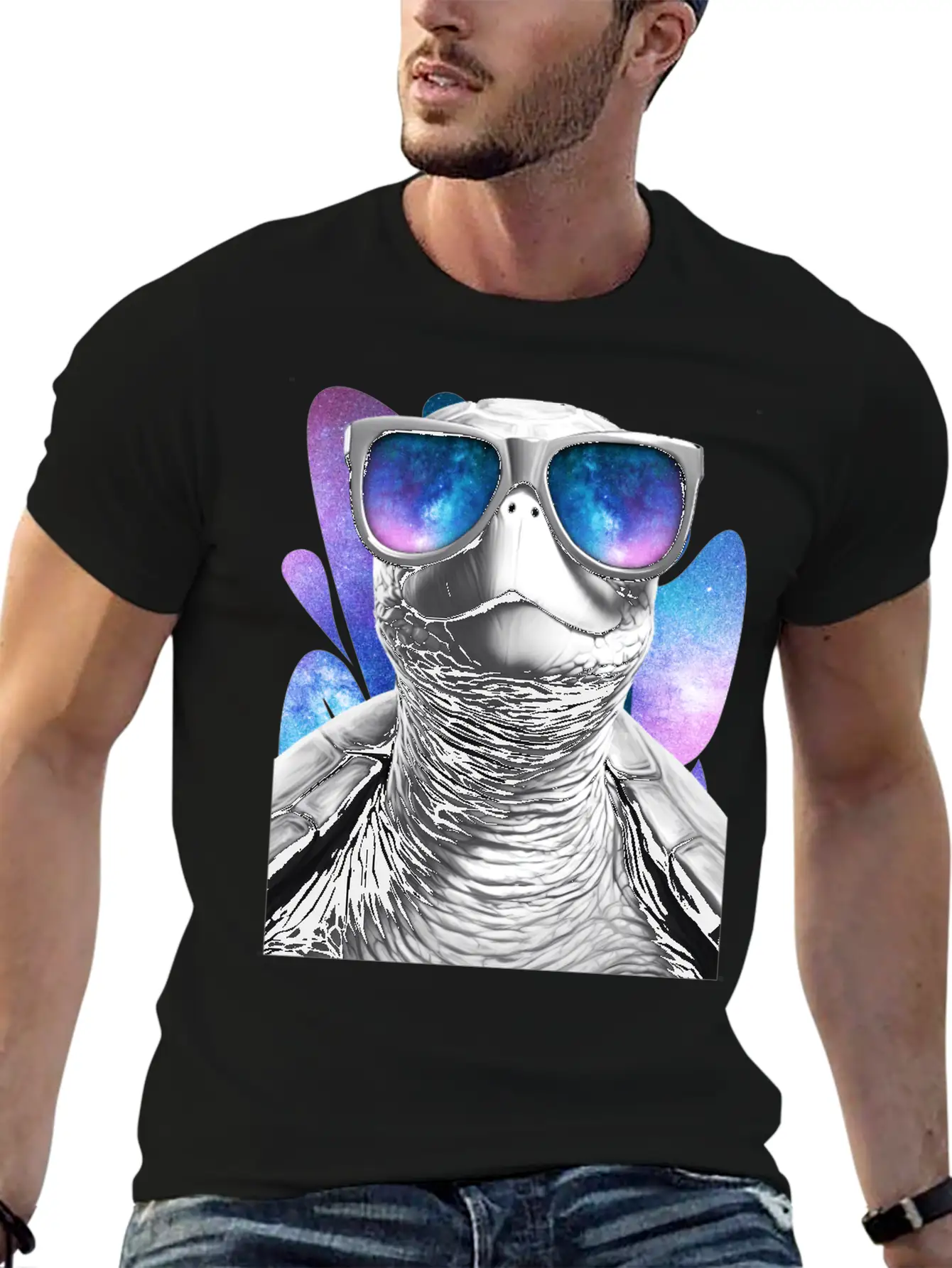 Turtle Space Glasses Vaporwave Galaxy Sunglasses Basic Graphic T-Shirt – Daily Comfort In Soft Cotton