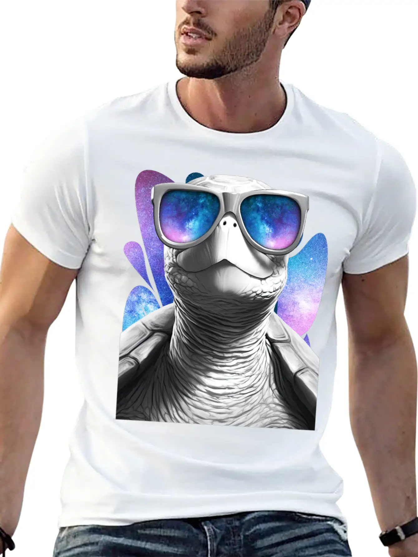 Turtle Space Glasses Vaporwave Galaxy Sunglasses Basic Graphic T-Shirt – Daily Comfort In Soft Cotton